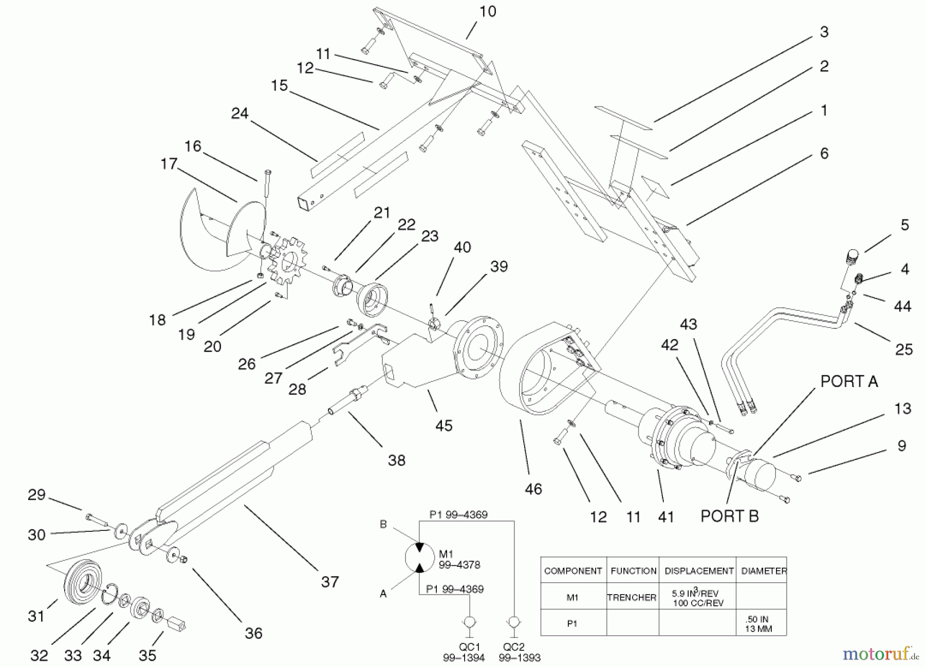  Compact Utility Attachments 22447 - Toro Trencher Head, Dingo Compact Utility Loader (SN: 890001 - 899999) (1998) TRENCHER ASSEMBLY