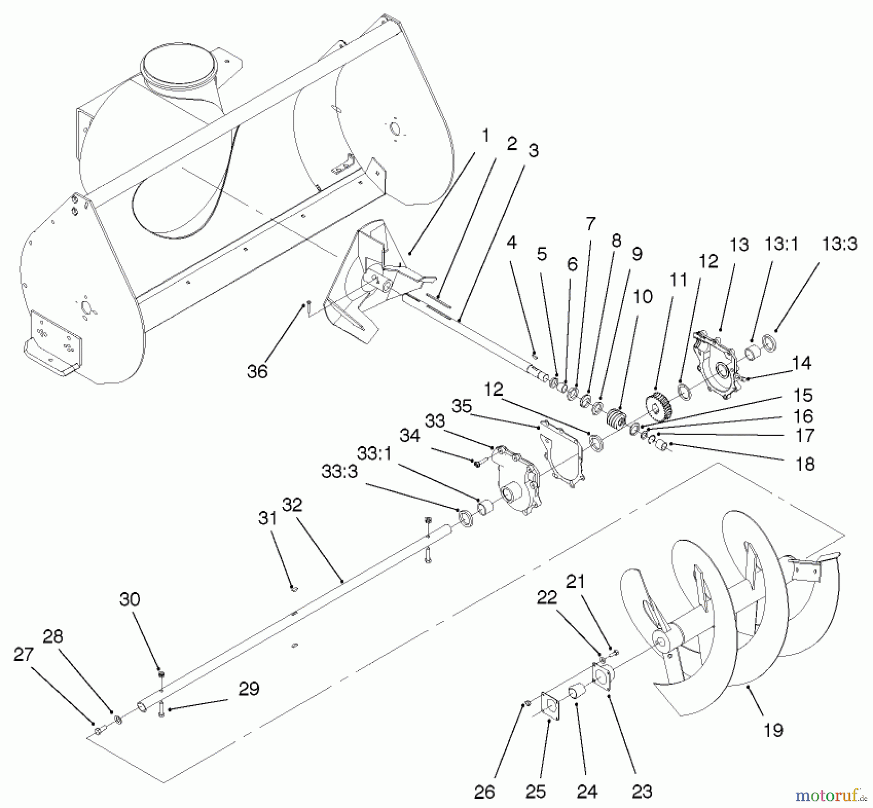  Compact Utility Attachments 22456 - Toro Snowthrower, Dingo Compact Utility Loader (SN: 210000001 - 210999999) (2001) AUGER AND GEARCASE ASSEMBLY