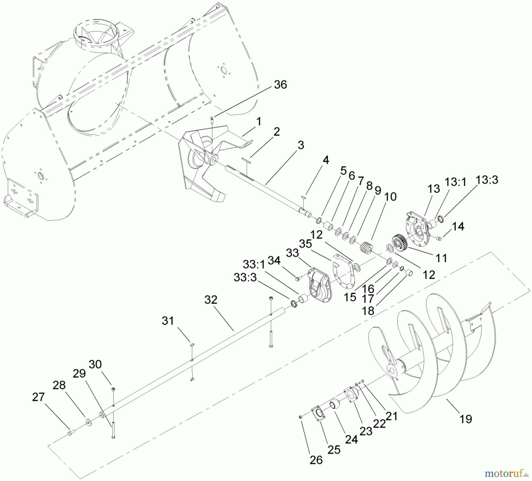  Compact Utility Attachments 22456 - Toro Snowthrower, Dingo Compact Utility Loader (SN: 290000001 - 290000200) (2009) AUGER AND GEARCASE ASSEMBLY