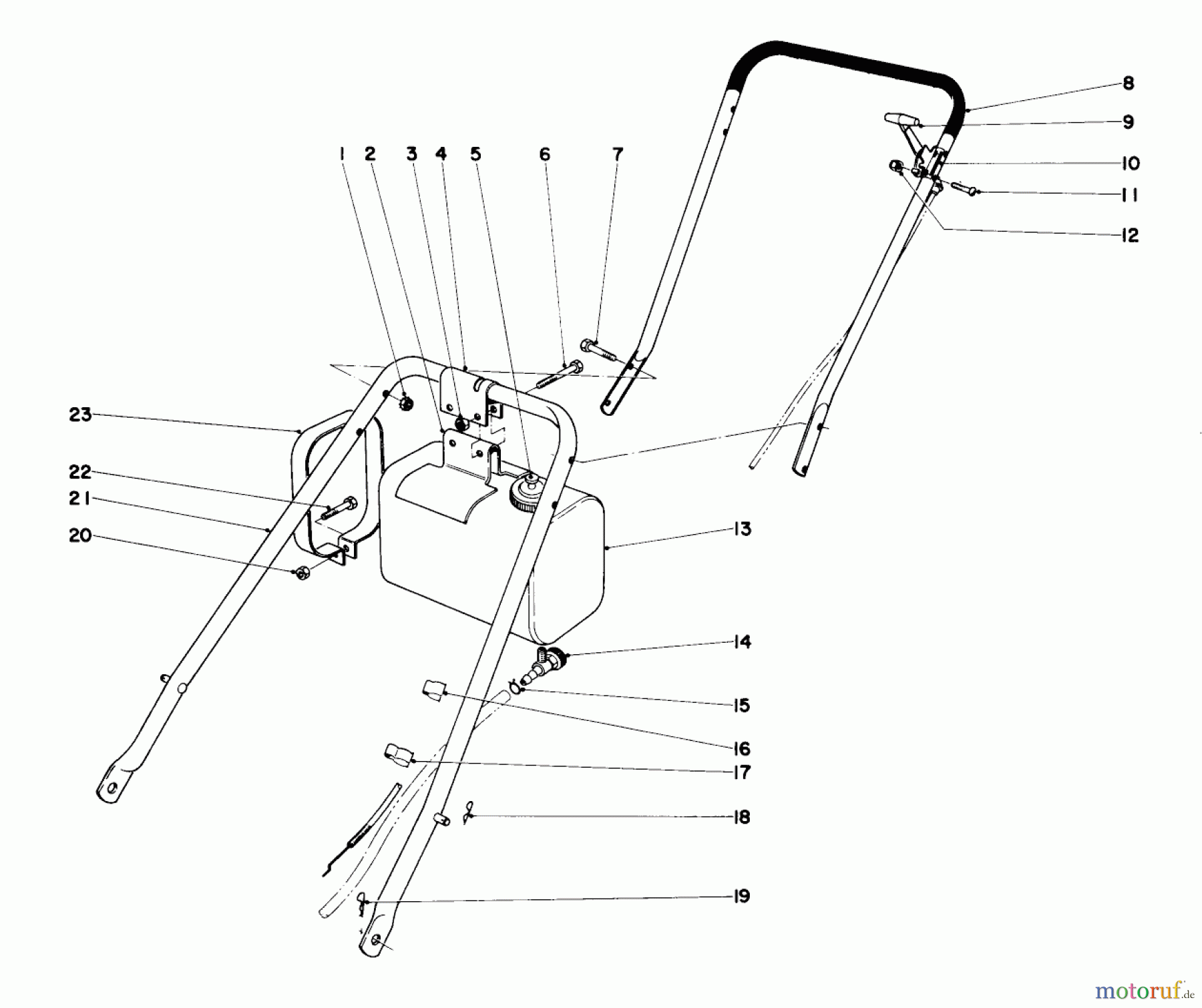  Rasenmäher 23100 - Toro Walk-Behind Mower (SN: 9000001 - 9999999) (1969) HANDLE ASSEMBLY H. P. MODEL