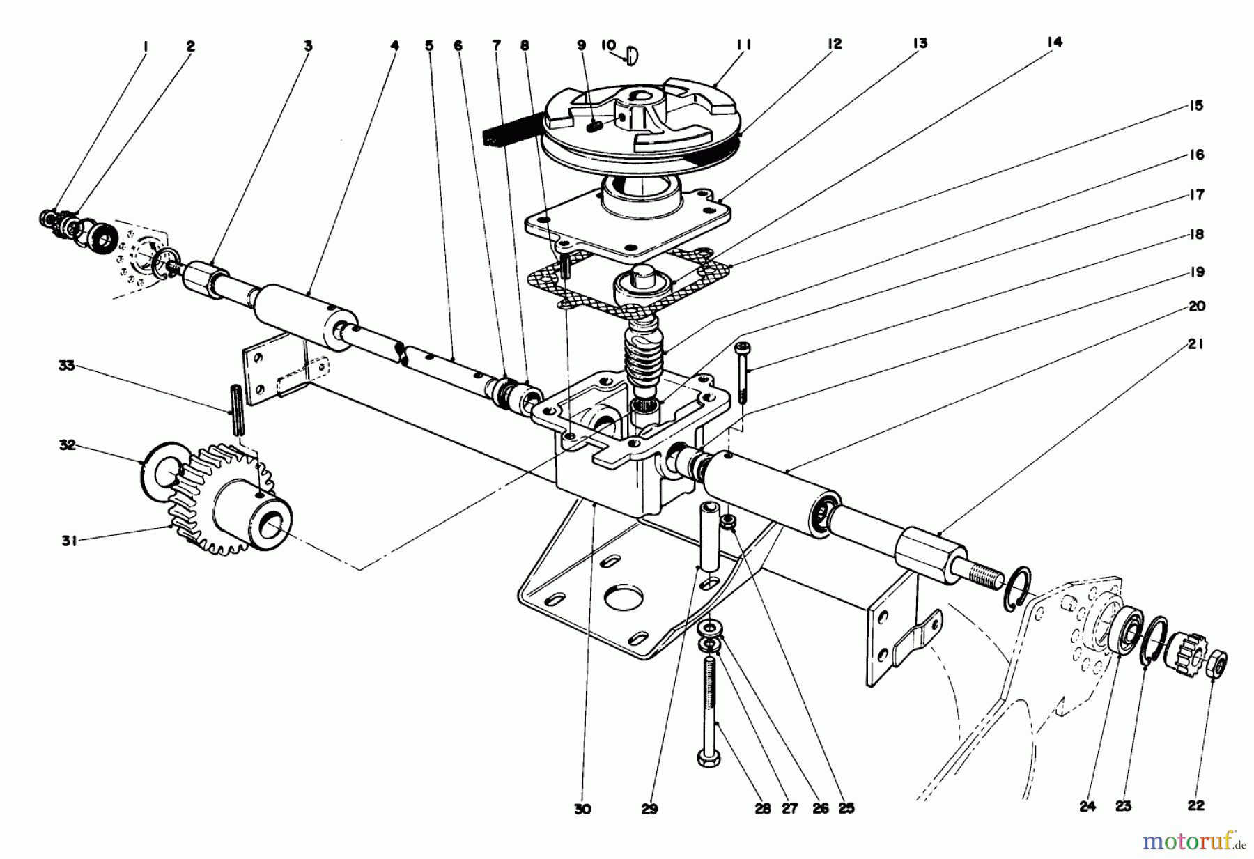  Rasenmäher 23144 - Toro Whirlwind Hevi-Duty Walk-Behind Mower (SN: 4000001 - 4999999) (1974) GEAR CASE ASSEMBLY S.P. MODELS 23144 & 23123