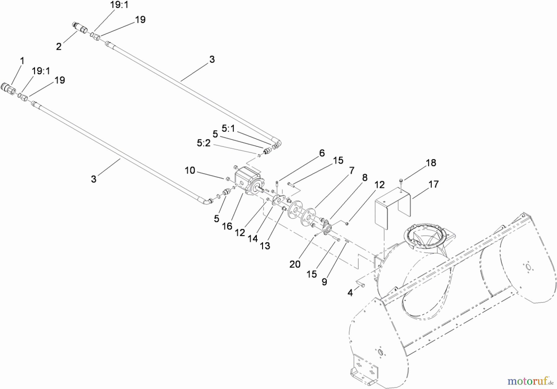  Compact Utility Attachments 22456 - Toro Snowthrower, Dingo Compact Utility Loader (SN: 310000001 - 310999999) (2010) HYDRAULIC HOSE AND MOTOR ASSEMBLY