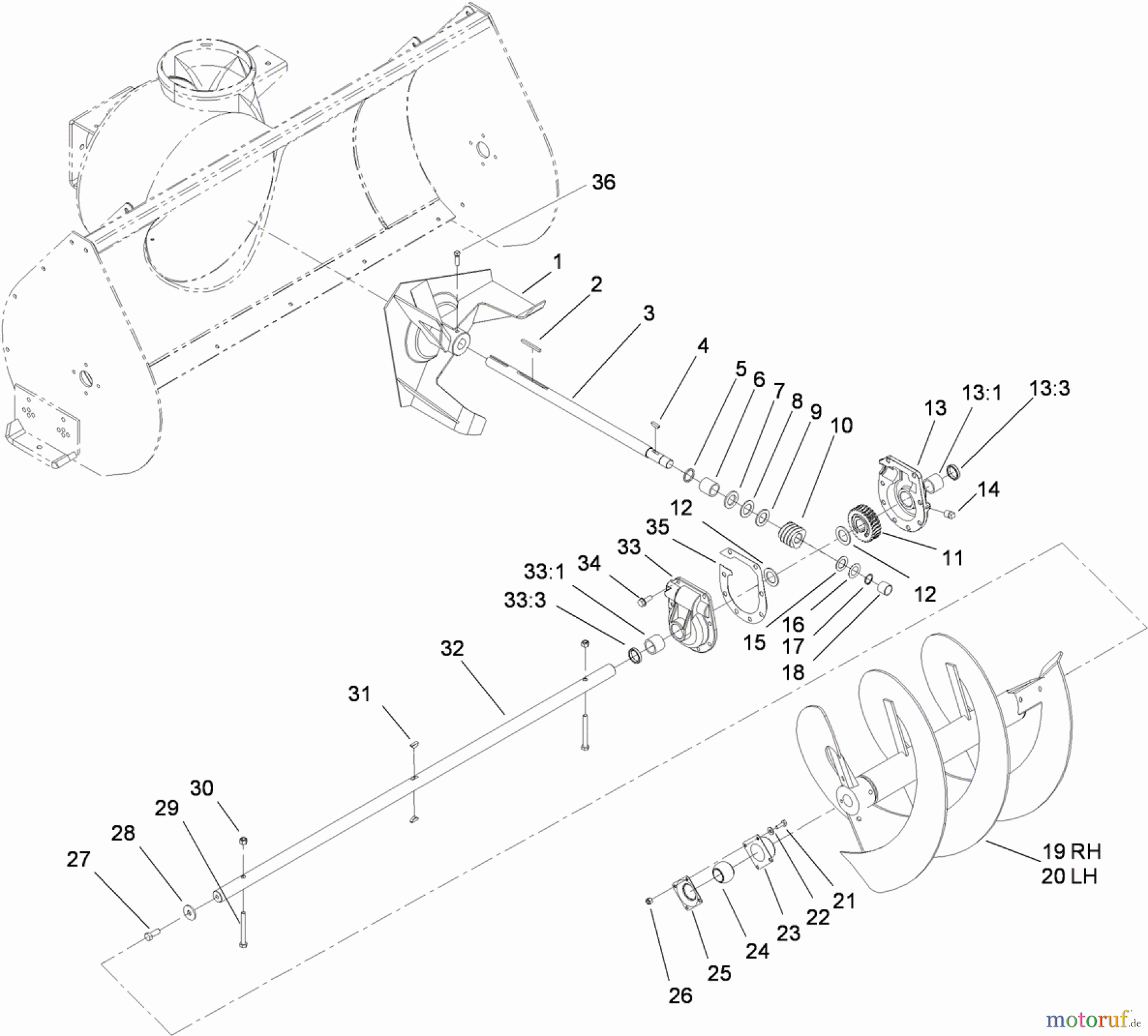  Compact Utility Attachments 22456 - Toro Snowthrower, Dingo Compact Utility Loader (SN: 312000001 - 312999999) (2012) AUGER AND GEARCASE ASSEMBLY