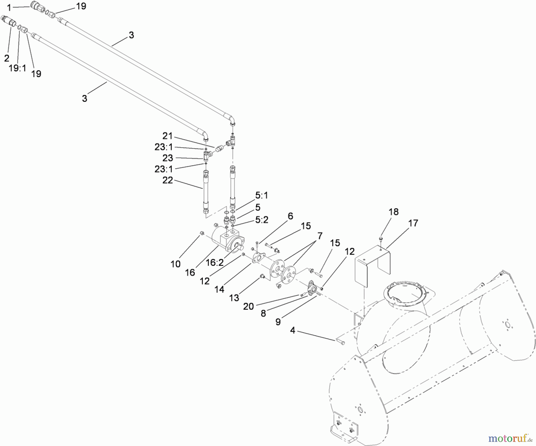  Compact Utility Attachments 22456 - Toro Snowthrower, Dingo Compact Utility Loader (SN: 314000001 - 314999999) (2014) HYDRAULIC HOSE AND MOTOR ASSEMBLY