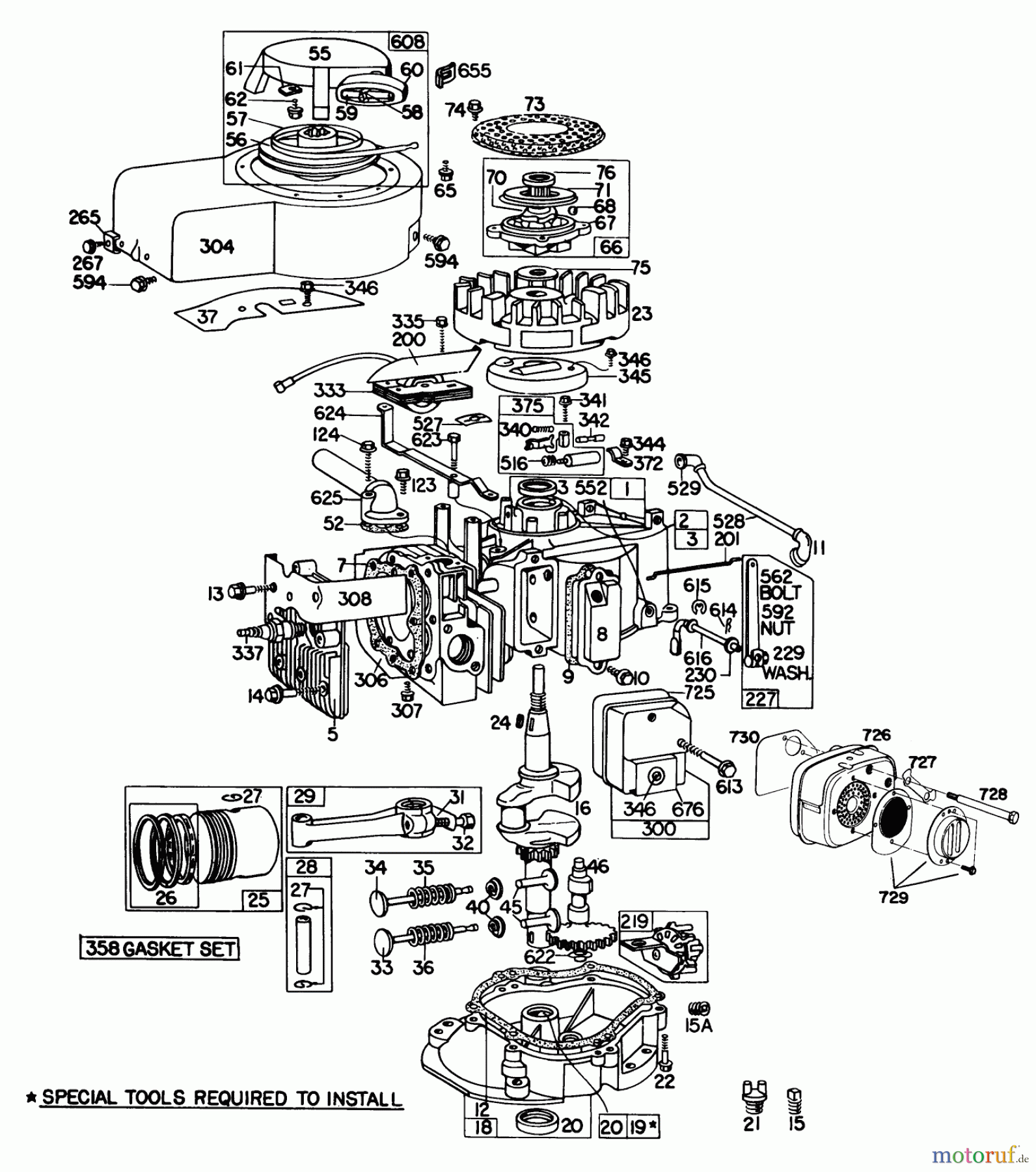  Rasenmäher 23177 - Toro Walk-Behind Mower (SN: 6000001 - 6999999) (1976) ENGINE BRIGGS & STRATTON ENGINE MODEL 130902-0509-01