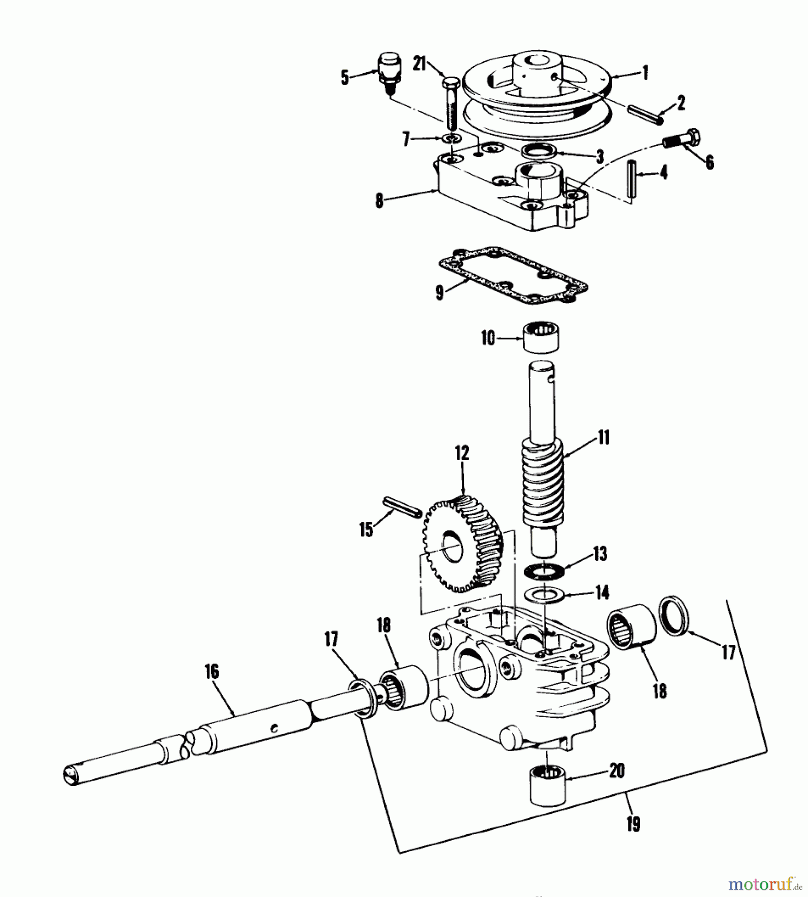  Rasenmäher 23205 - Toro Whirlwind Walk-Behind Mower (SN: 5000001 - 5999999) (1975) GEAR CASE ASSEMBLY