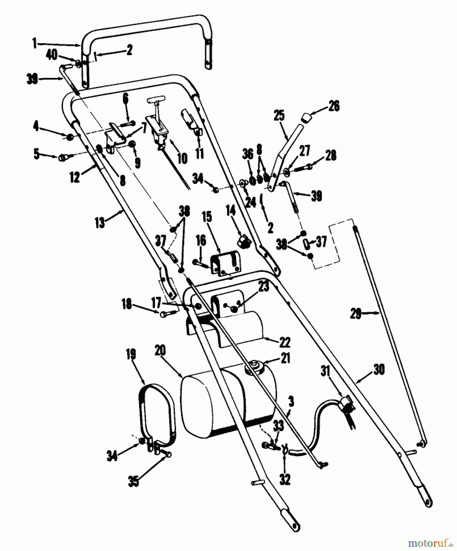  Rasenmäher 23205 - Toro Whirlwind Walk-Behind Mower (SN: 5000001 - 5999999) (1975) HANDLE ASSEMBLY