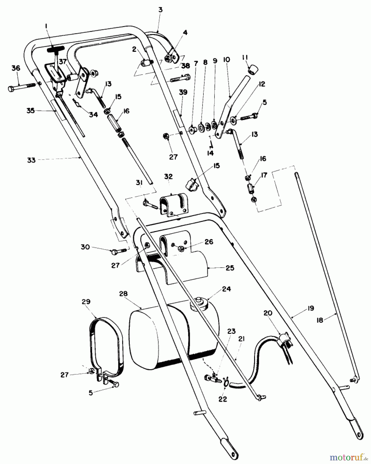  Rasenmäher 23267 - Toro Walk-Behind Mower (SN: 4000001 - 4999999) (1984) HANDLE ASSEMBLY