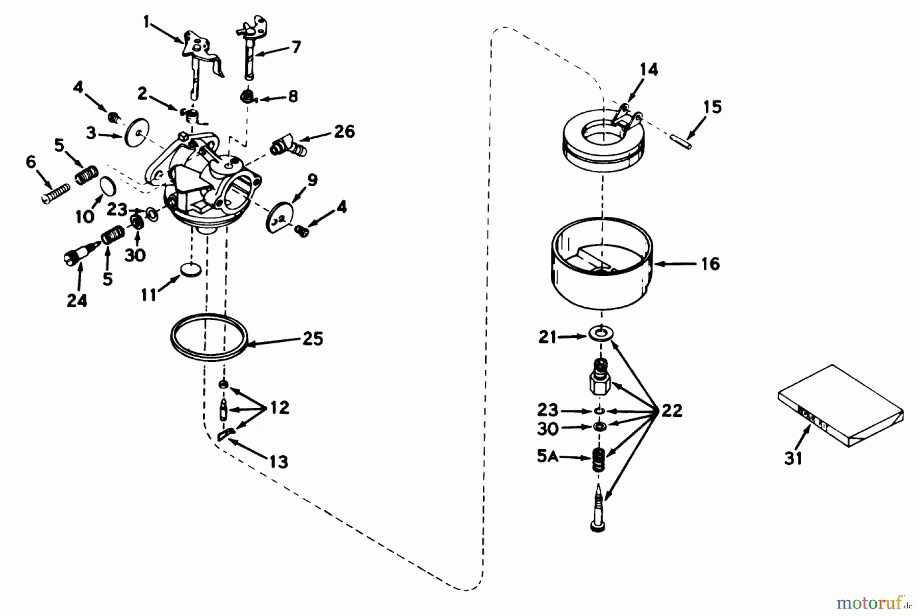  Rasenmäher 23267 - Toro Walk-Behind Mower (SN: 8000001 - 8999999) (1978) CARBURETOR MODEL NO. 631165