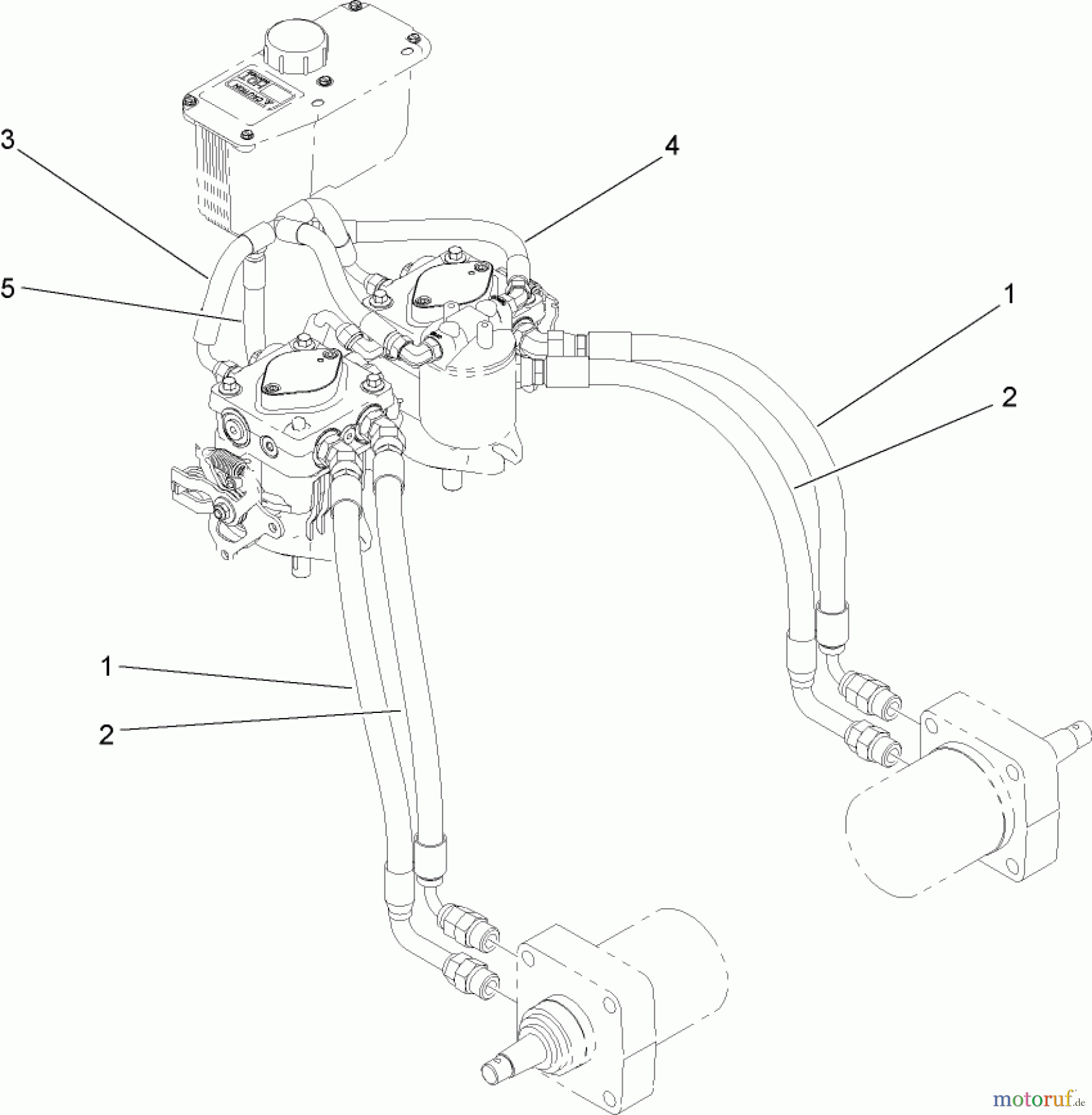  Rasenmäher für Großflächen 30032 - Toro Commercial 91cm Walk-Behind Mower, 15HP, T-Bar, Hydro Drive, TURBO FORCE Cutting Unit (SN: 280000001 - 280999999) (2008) HYDRAULIC HOSE ASSEMBLY