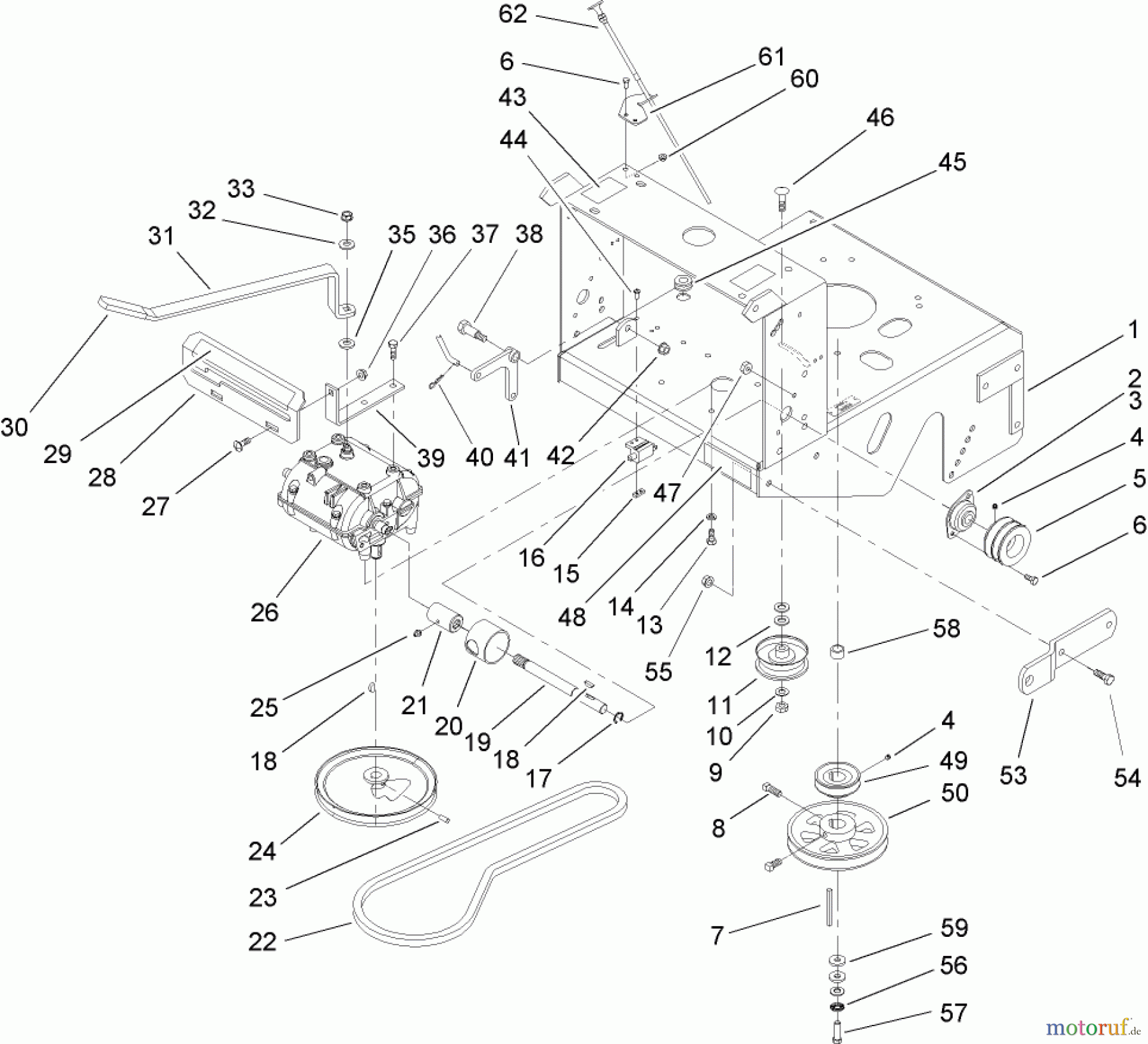  Rasenmäher für Großflächen 30140 - Toro Mid-Size ProLine Mower, T-Bar, Gear Drive, 15 HP, 48