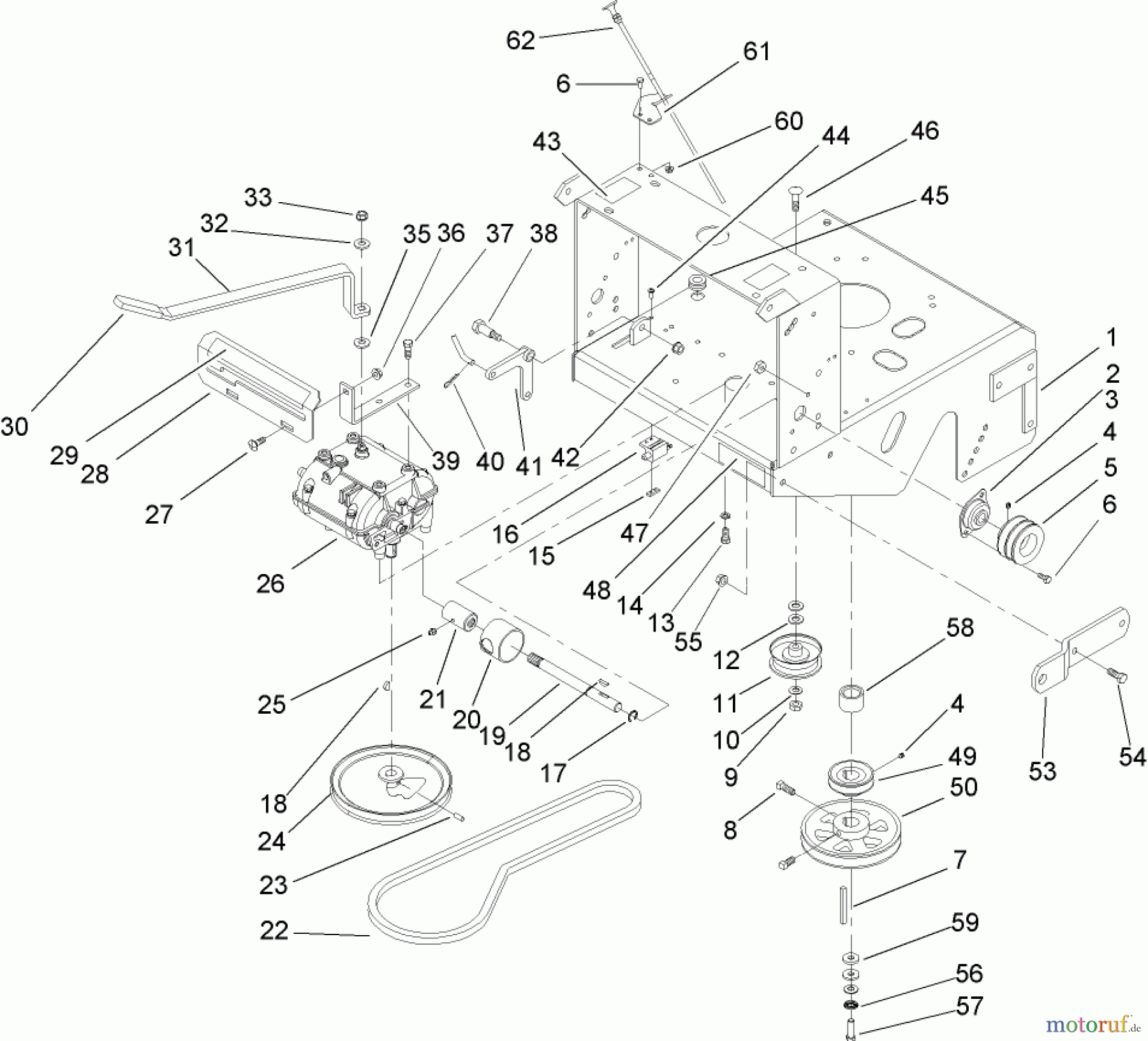  Rasenmäher für Großflächen 30161 - Toro Mid-Size ProLine Mower, T-Bar, Gear Drive, 13 HP, 36