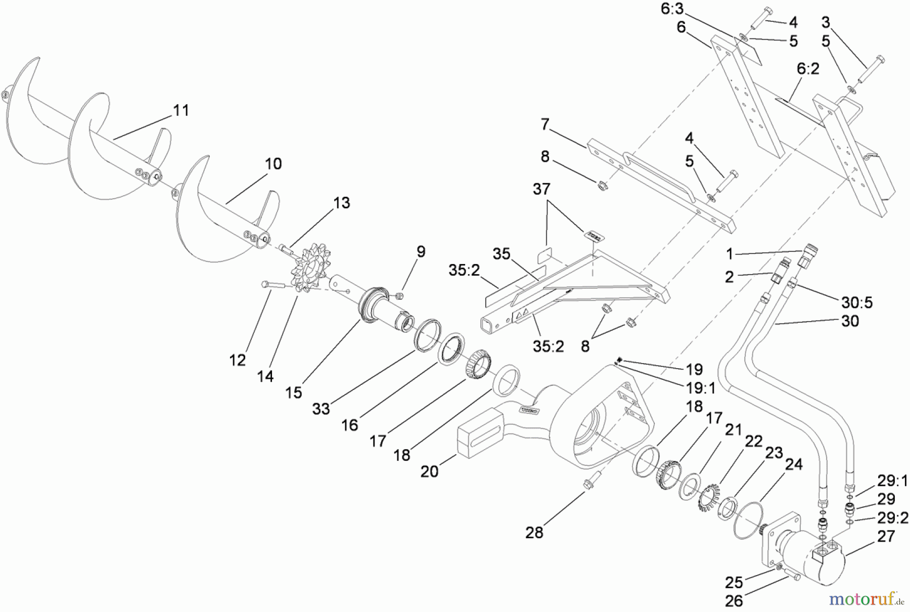  Compact Utility Attachments 22473 - Toro High-Torque Trencher Head, Dingo Compact Utility Loaders (SN: 312000001 - 312999999) (2012) HIGH-TORQUE TRENCHER HEAD ASSEMBLY