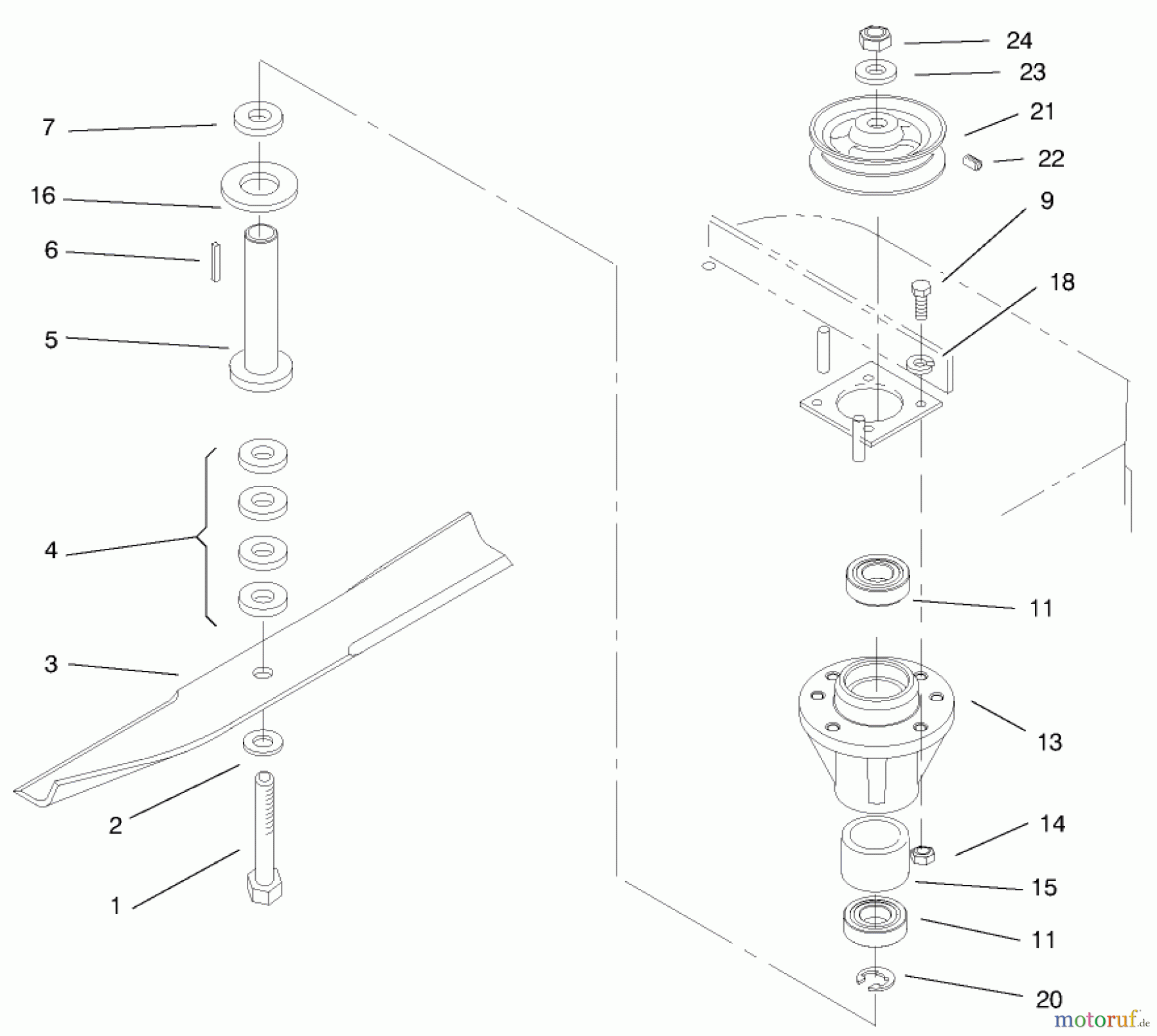  Rasenmäher für Großflächen 30184 - Toro Mid-Size ProLine Mower, Gear Drive, 13 hp, 91cm Side Discharge Deck (SN: 890001 - 899999) (1998) SPINDLES AND BLADES