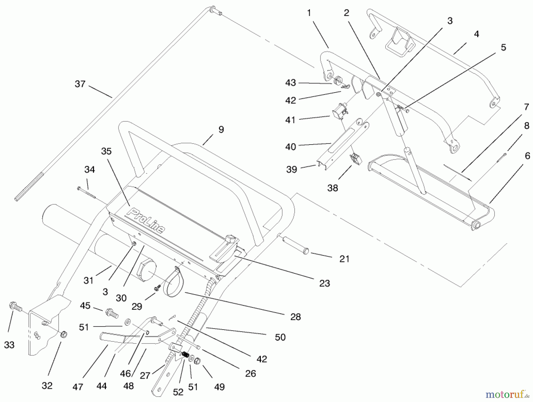  Rasenmäher für Großflächen 30184 - Toro Mid-Size ProLine Mower, Gear Drive, 13 hp, 91cm Side Discharge Deck (SN: 990001 - 999999) (1999) HANDLE ASM