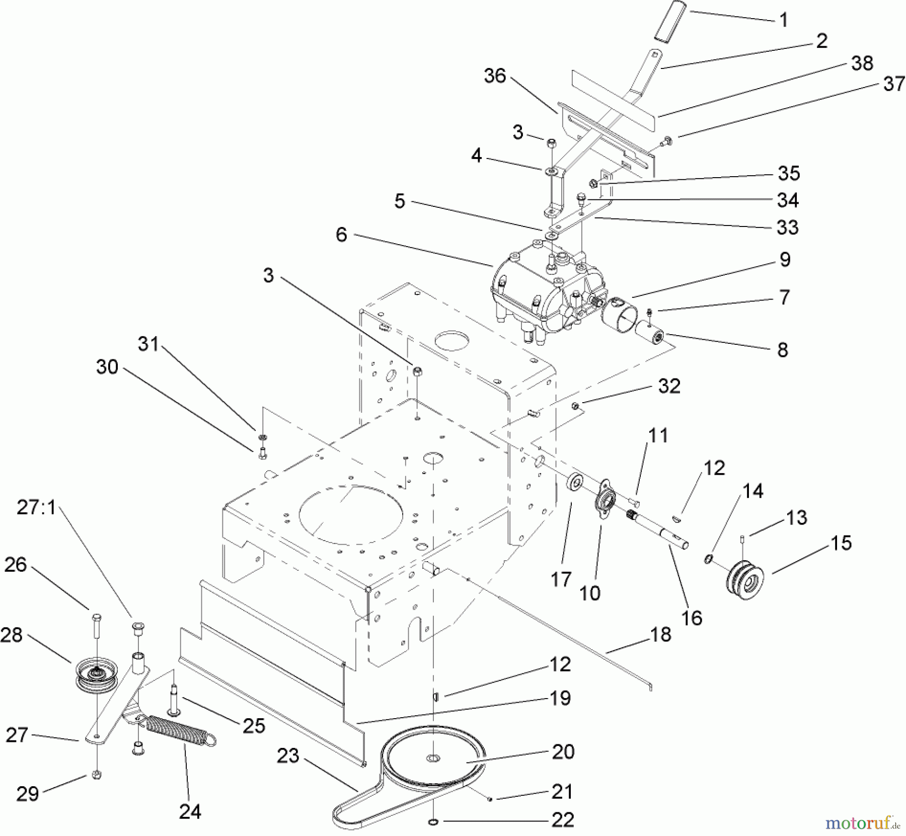  Rasenmäher für Großflächen 30318 - Toro Mid-Size ProLine Mower, T-Bar, Gear Drive, 15 HP, 44