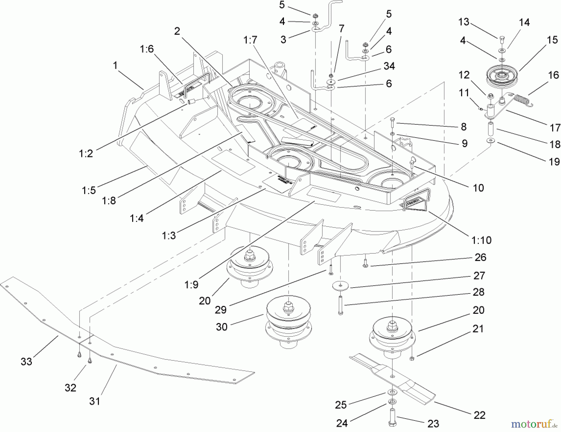  Rasenmäher für Großflächen 30318 - Toro Mid-Size ProLine Mower, T-Bar, Gear Drive, 15 HP, 44