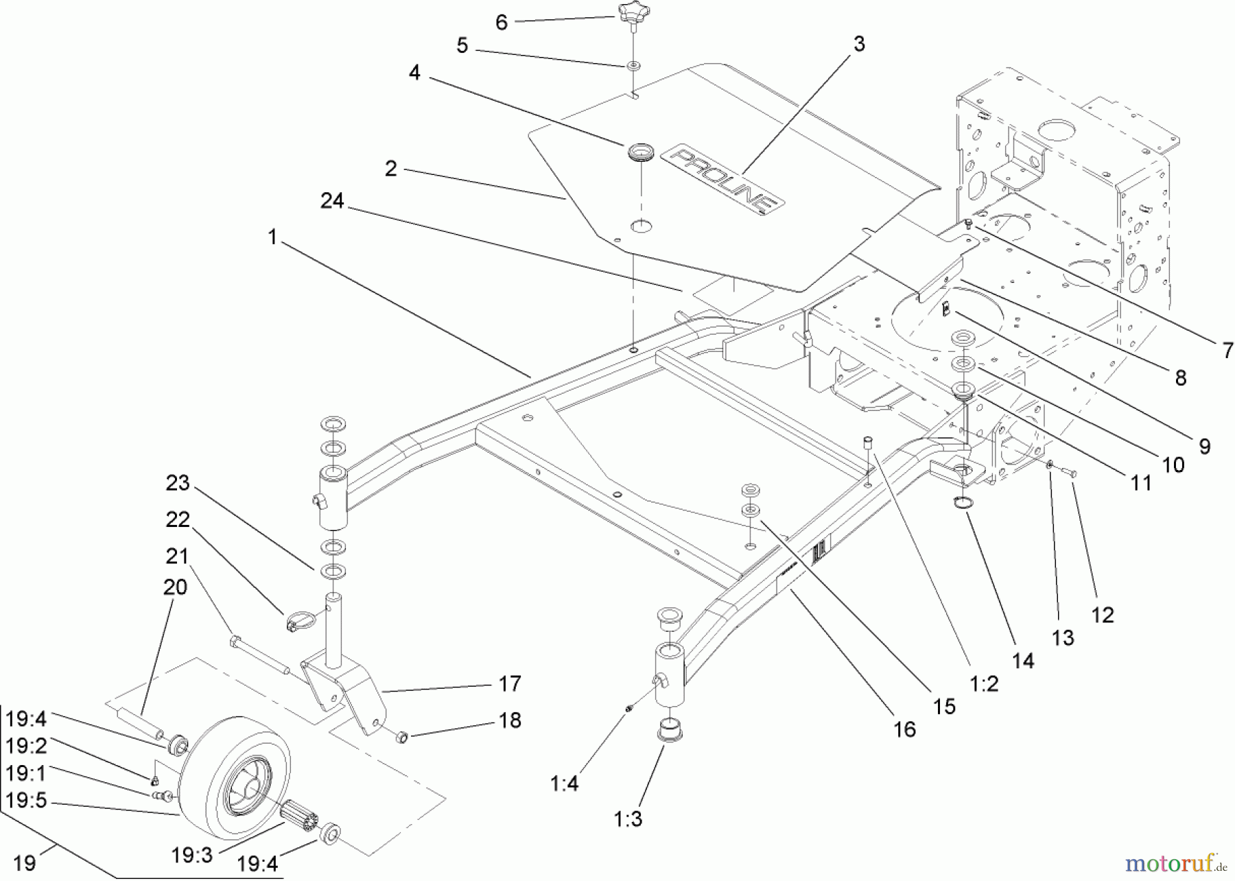  Rasenmäher für Großflächen 30319 - Toro Mid-Size ProLine Mower, T-Bar, Gear Drive, 15 HP, 52