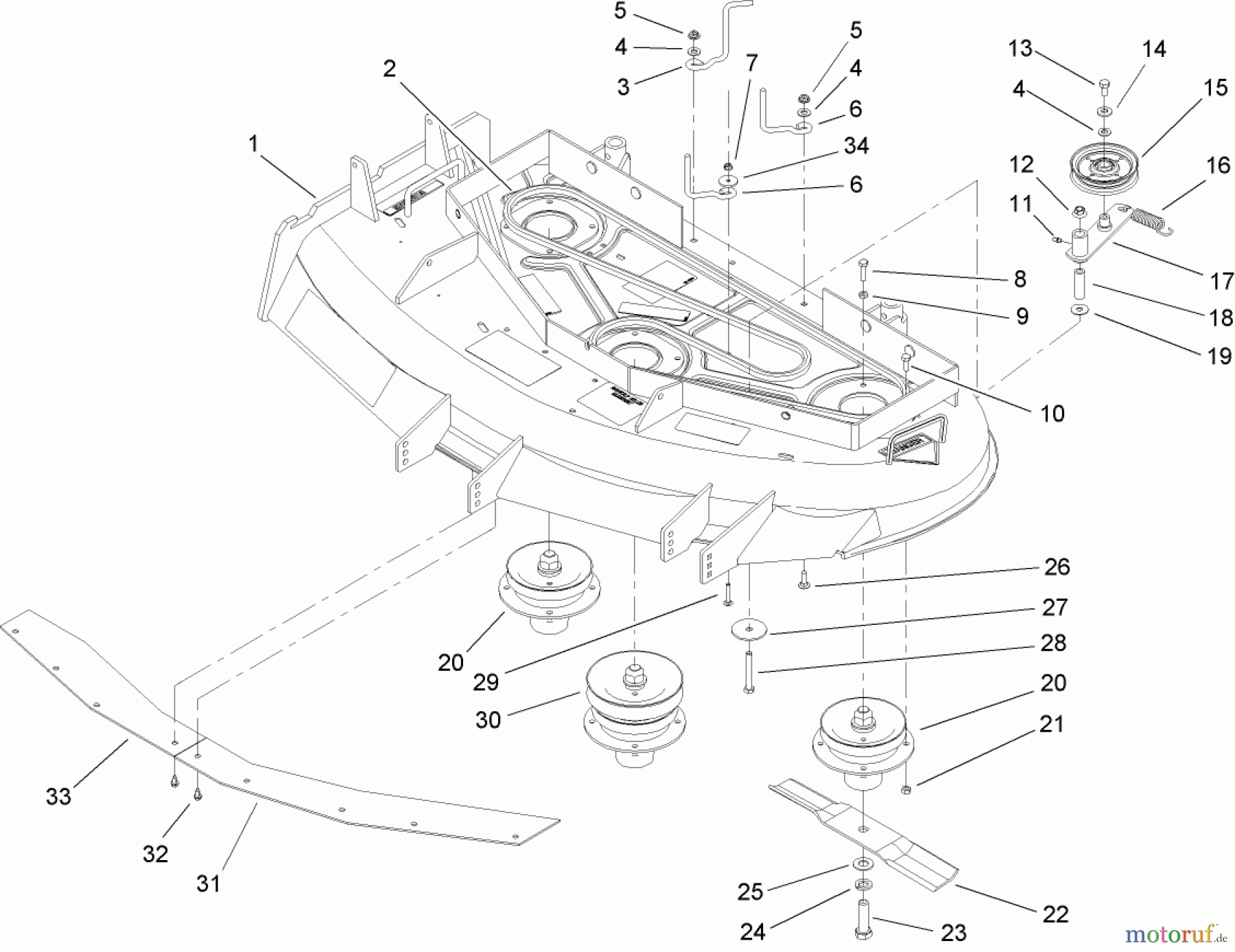  Rasenmäher für Großflächen 30326 - Toro Mid-Size ProLine Mower, T-Bar, Gear Drive, 15 HP, 44