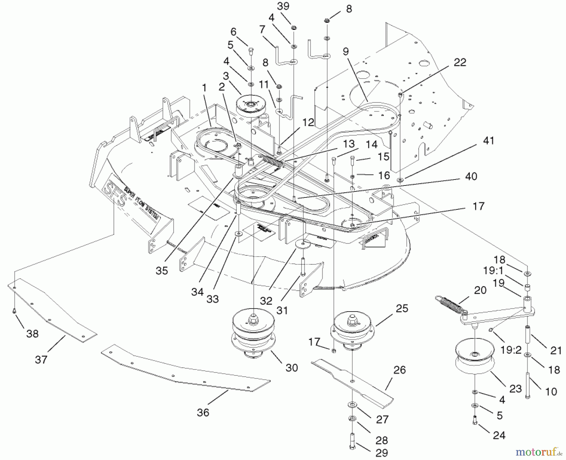  Rasenmäher für Großflächen 30332 - Toro Mid-Size ProLine Mower, Gear Drive, 15 hp, 44