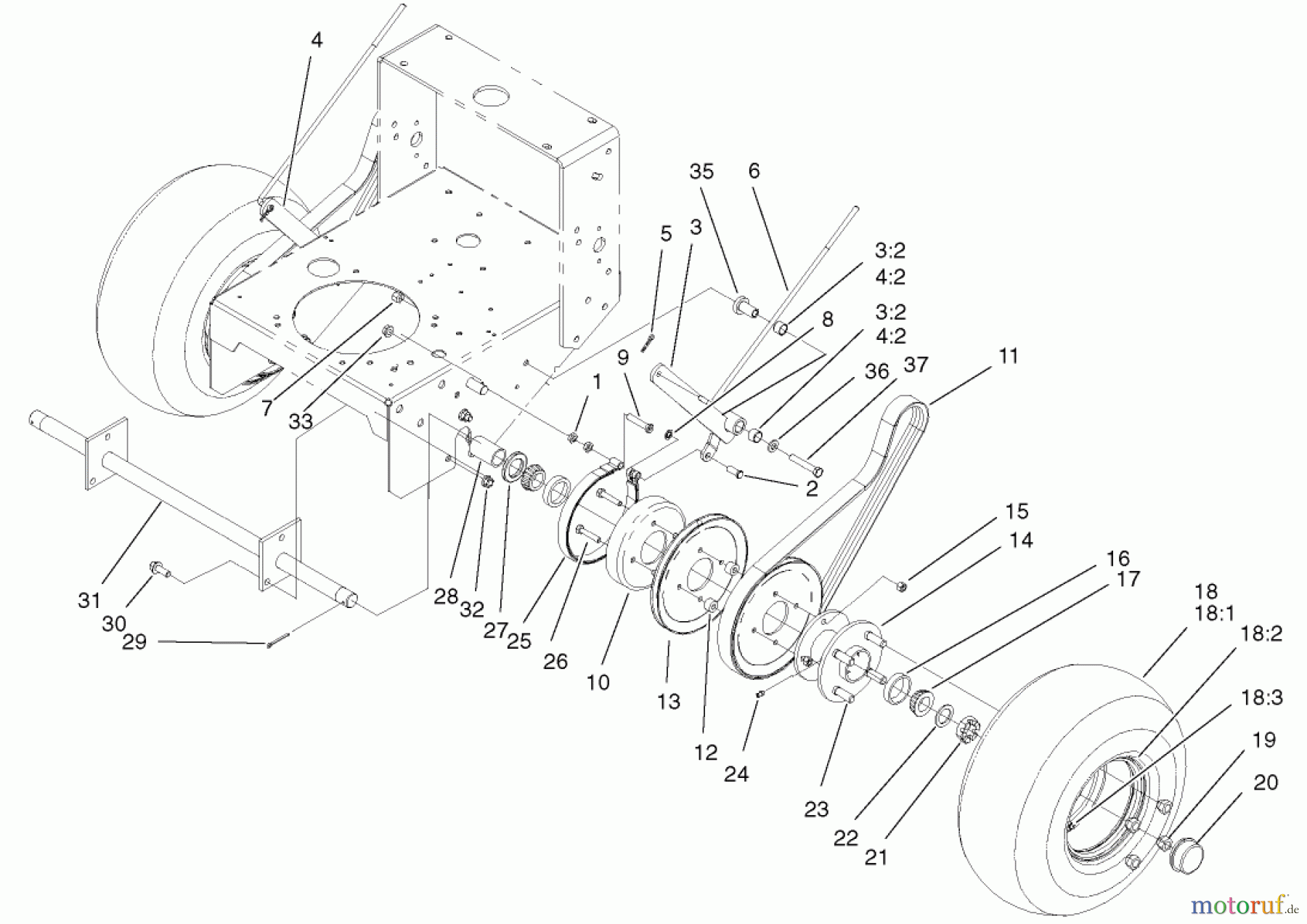  Rasenmäher für Großflächen 30332 - Toro Mid-Size ProLine Mower, Gear Drive, 15 hp, 44