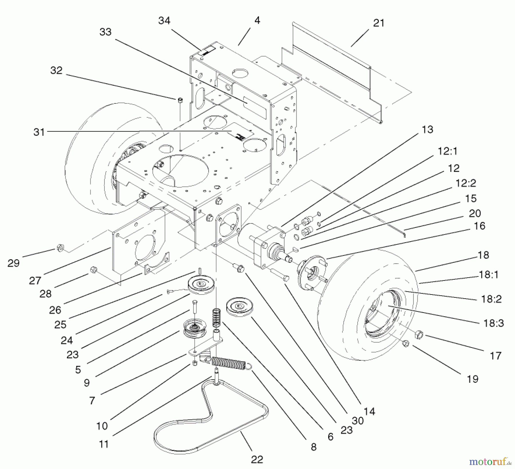  Rasenmäher für Großflächen 30340 - Toro Mid-Size ProLine Mower, Hydro Drive, 17 hp, 44