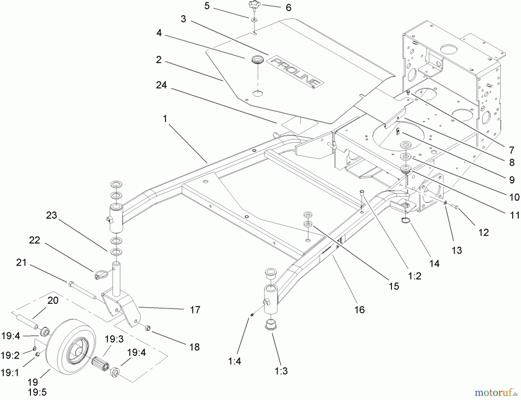  Rasenmäher für Großflächen 30342 - Toro Mid-Size ProLine Mower, T-Bar, Gear Drive, 17 HP, 52