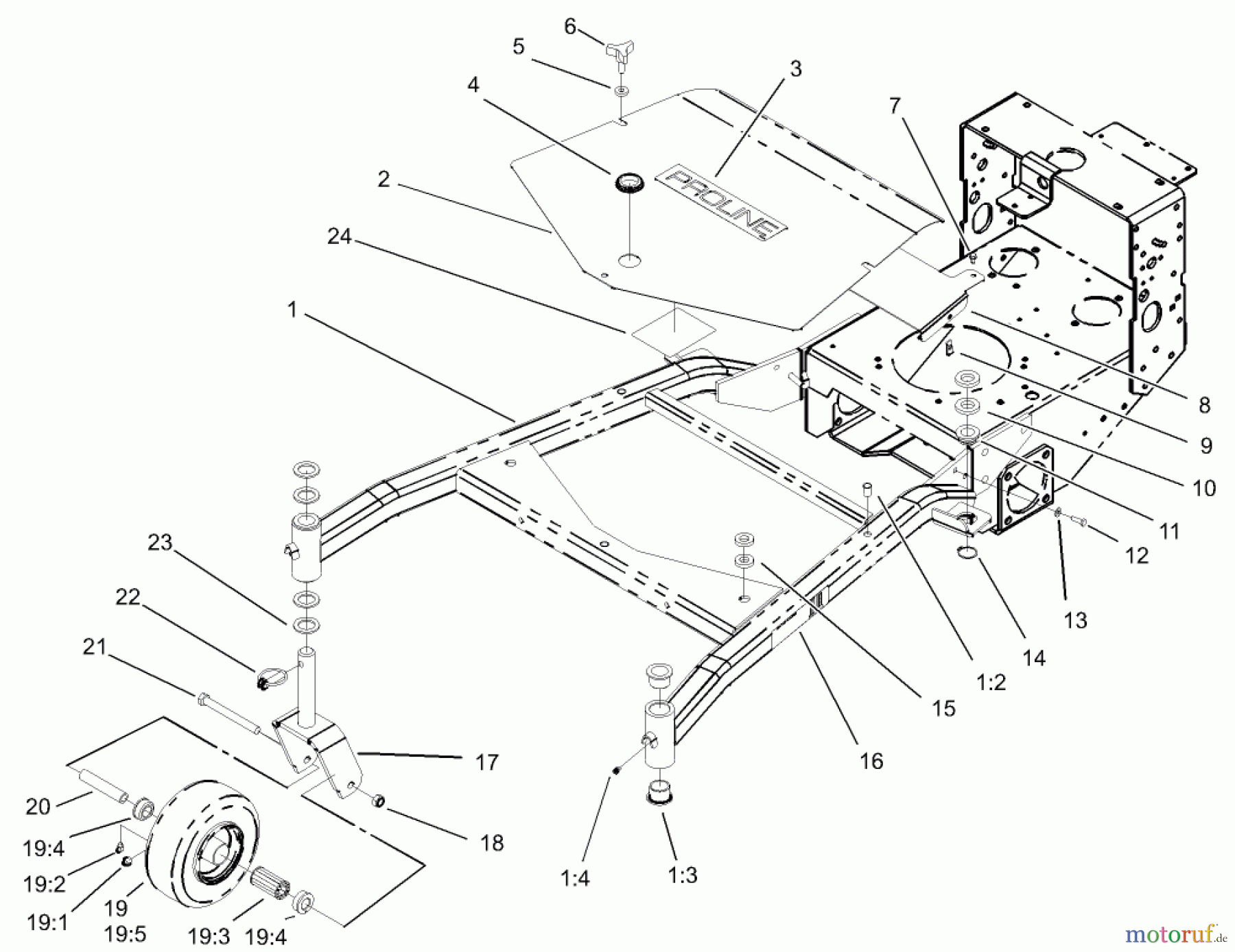  Rasenmäher für Großflächen 30434 - Toro Mid-Size ProLine Mower, Pistol Grip, Hydro Drive, 15 HP, 44