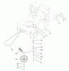 Rasenmäher für Großflächen 30436 - Toro Mid-Size ProLine Mower, Pistol Grip, Hydro Drive, 17 hp, 52" Side Discharge Deck (SN: 230000001 - 230999999) (2003) Ersatzteile DRIVE BELT AND TENSIONER ASSEMBLY