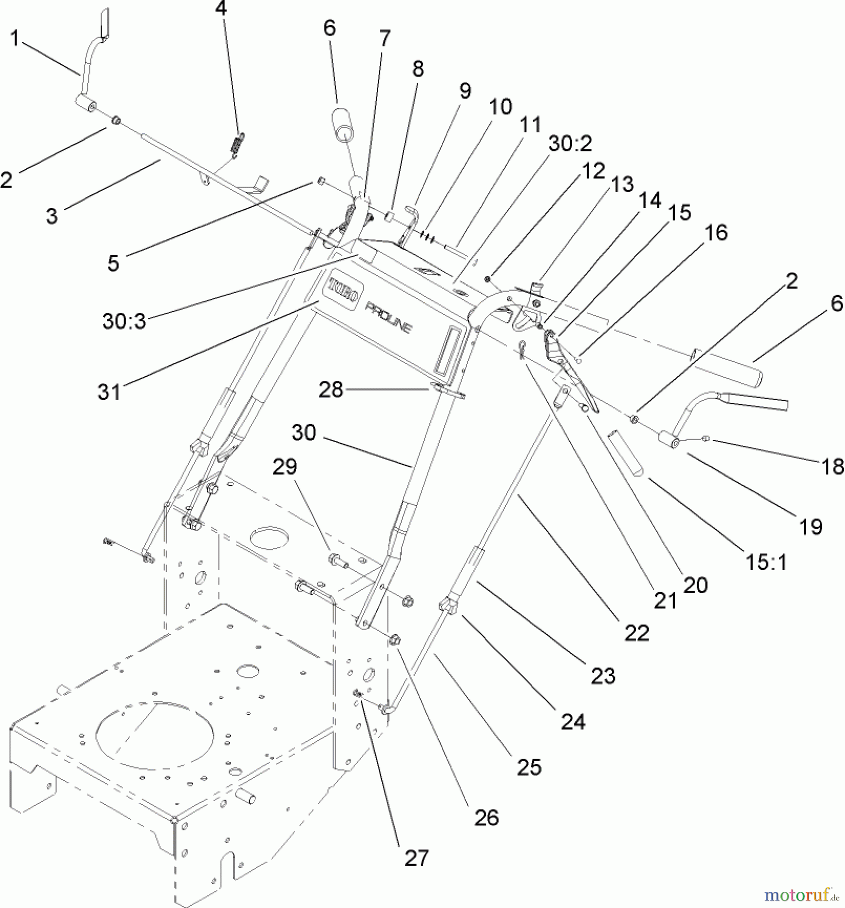  Rasenmäher für Großflächen 30437 - Toro Mid-Size ProLine Mower, Pistol Grip, Gear Drive, 15 HP, 44