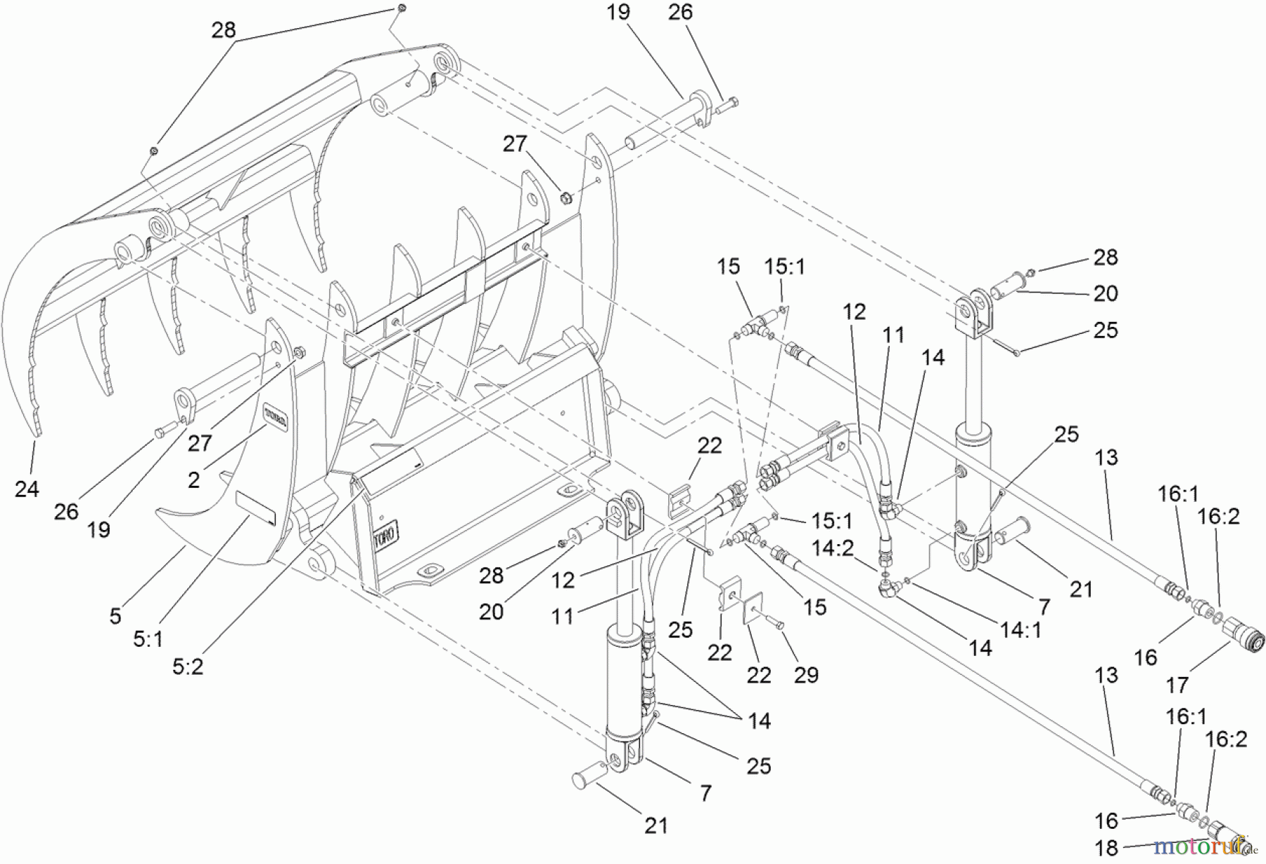  Compact Utility Attachments 22521 - Toro Grapple Rake, Dingo Compact Utility Loaders (SN: 313000001 - 313999999) (2013) GRAPPLE RAKE ASSEMBLY