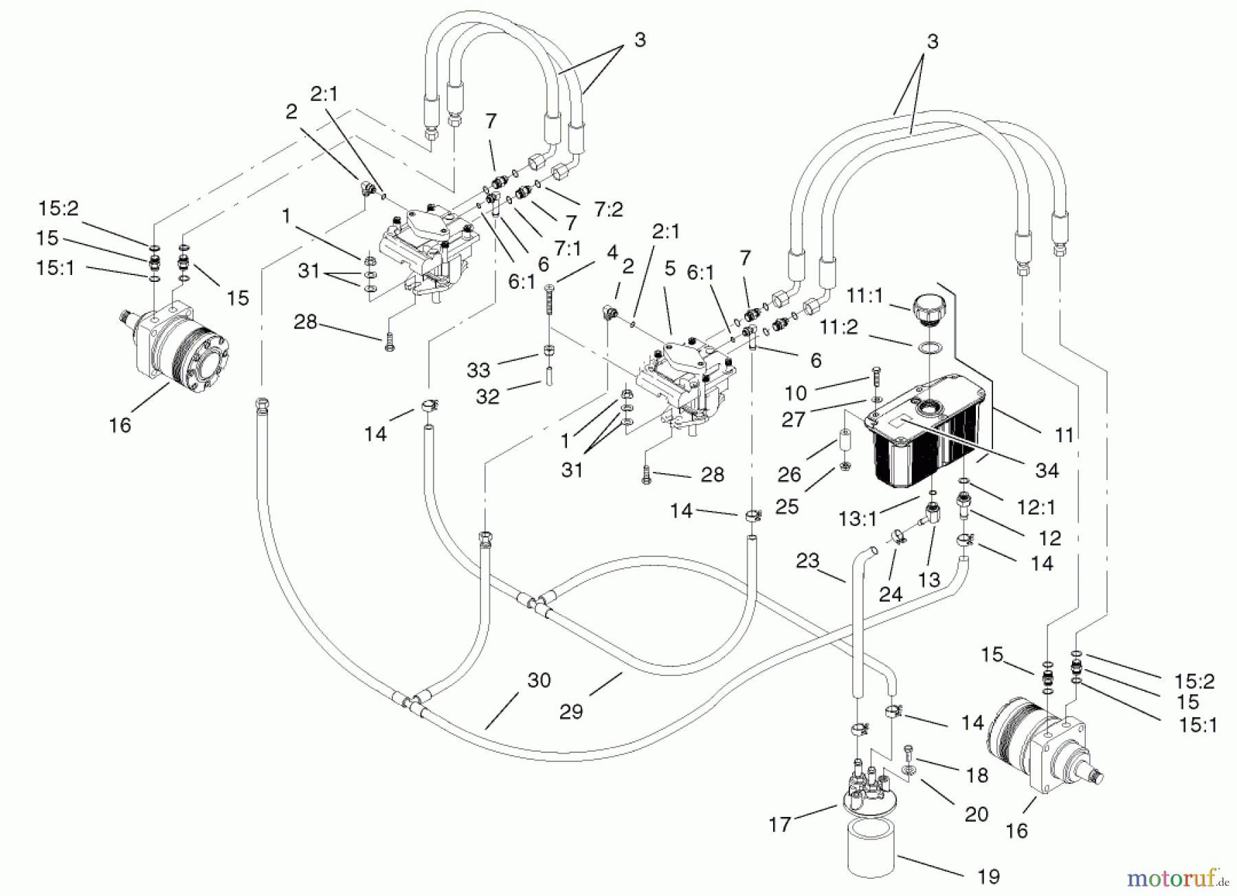  Rasenmäher für Großflächen 30524 - Toro Mid-Size ProLine Mower, Pistol Grip, Hydro Drive, 15 hp, 36