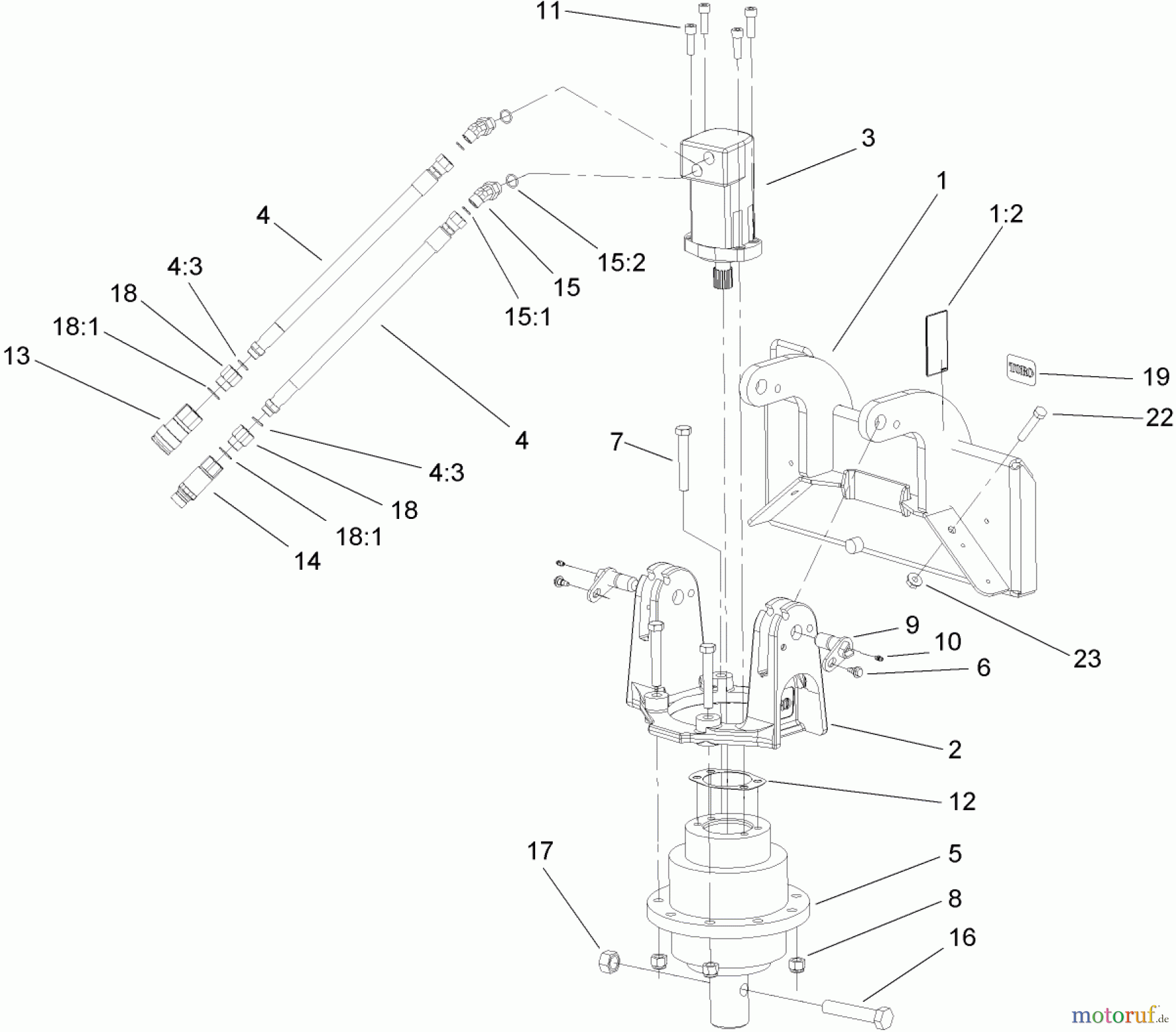  Compact Utility Attachments 22803 - Toro Universal Swivel Auger Head, Dingo Compact Utility Loaders (SN: 240000001 - 240999999) (2004) AUGER HEAD ASSEMBLY