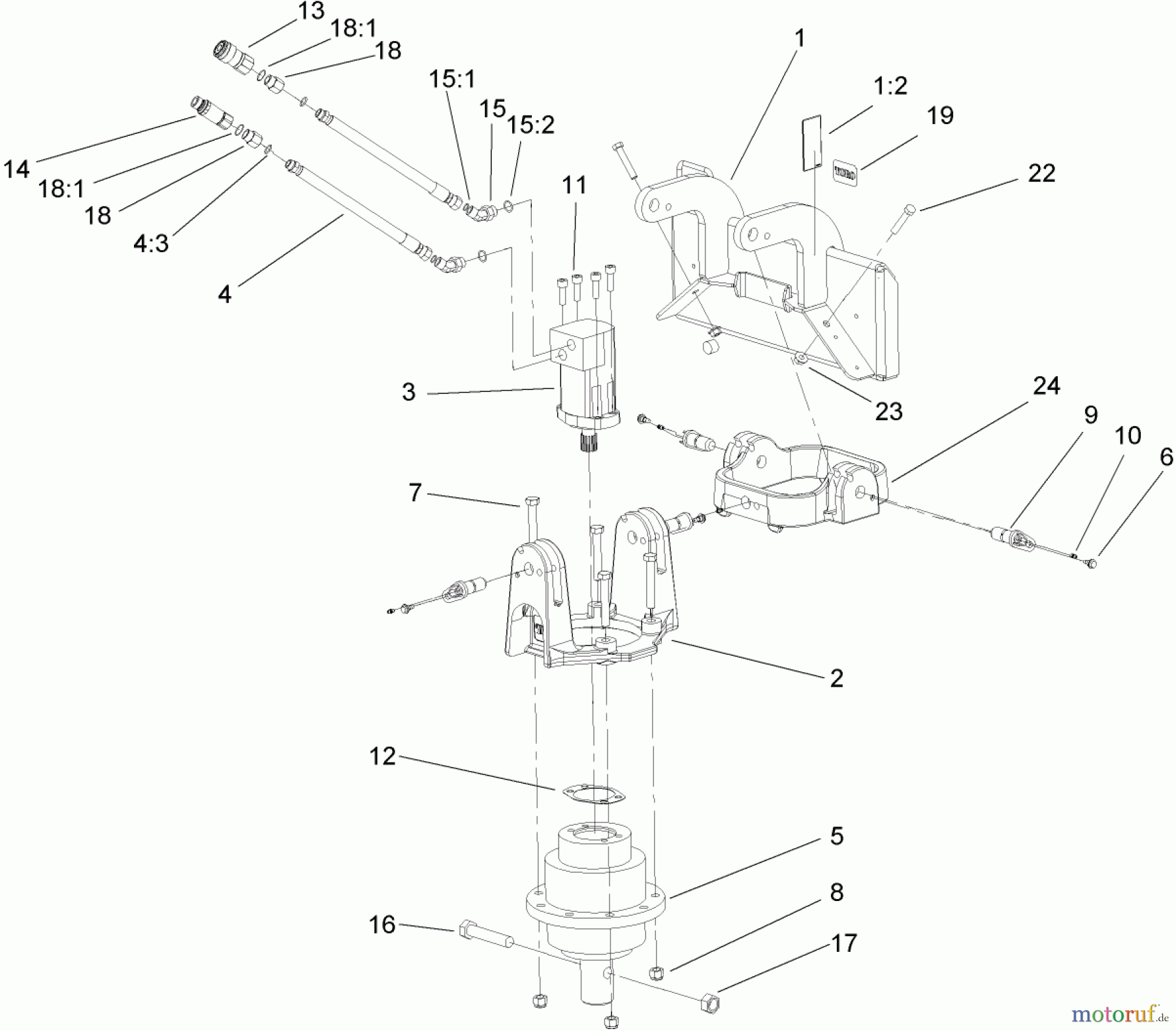  Compact Utility Attachments 22803 - Toro Universal Swivel Auger Head, Dingo Compact Utility Loaders (SN: 230000001 - 230999999) (2003) UNIVERSAL AUGER HEAD ASSEMBLY