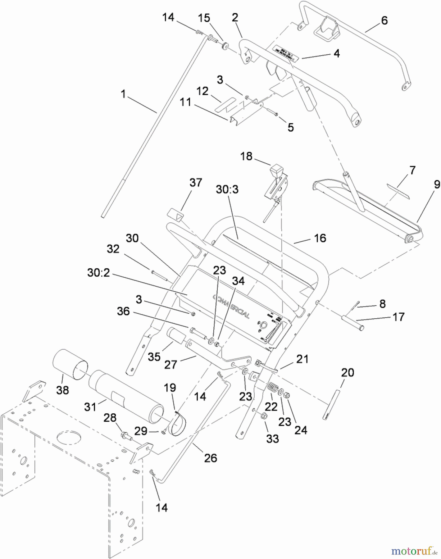  Rasenmäher für Großflächen 30672 - Toro Commercial Walk-Behind Mower, Fixed Deck, T-Bar, Gear Drive, 32