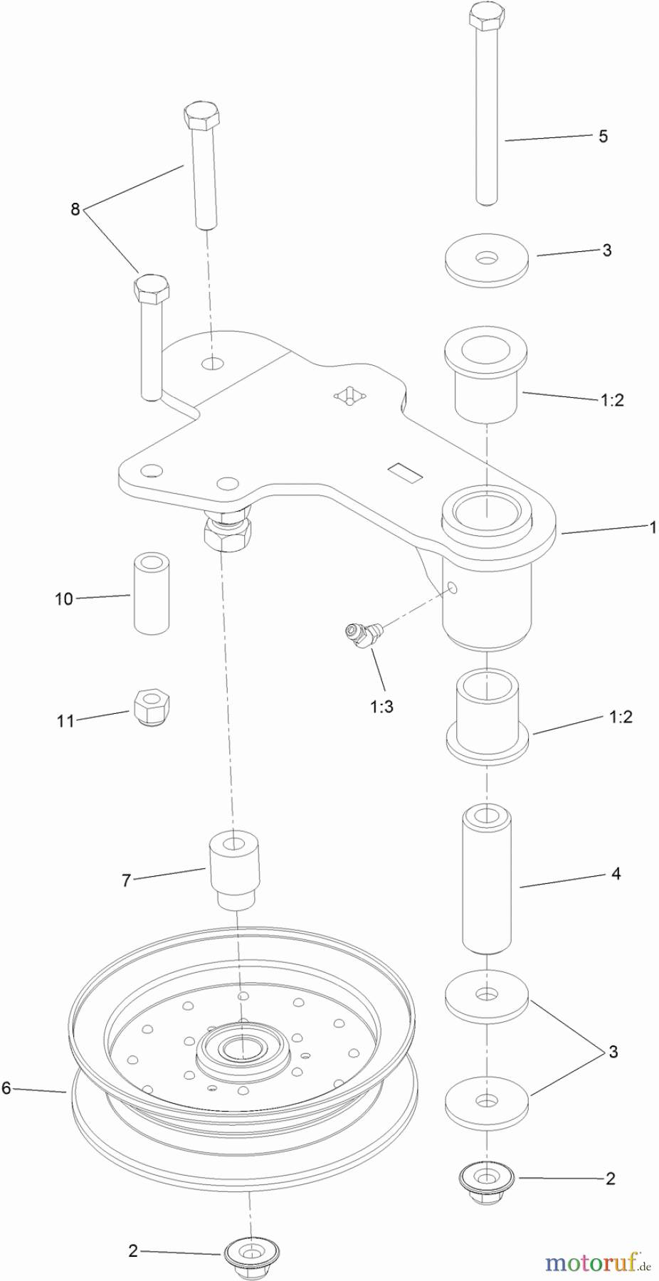  Zerto-Turn Mäher 74142TE - Toro Z Master Commercial 2000 Series Riding Mower, with 48 TURBO FORCE Side Discharge Mower (SN: 314000001 - 314999999) (2014) IDLER ASSEMBLY