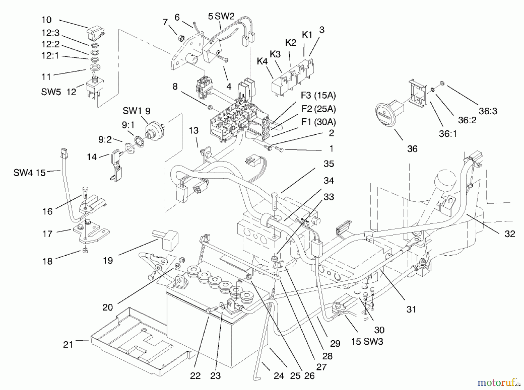  Zerto-Turn Mäher 74160 (Z222) - Toro Z Master Mower (SN: 790001 - 799999) (1997) ELECTRICAL SYSTEMS