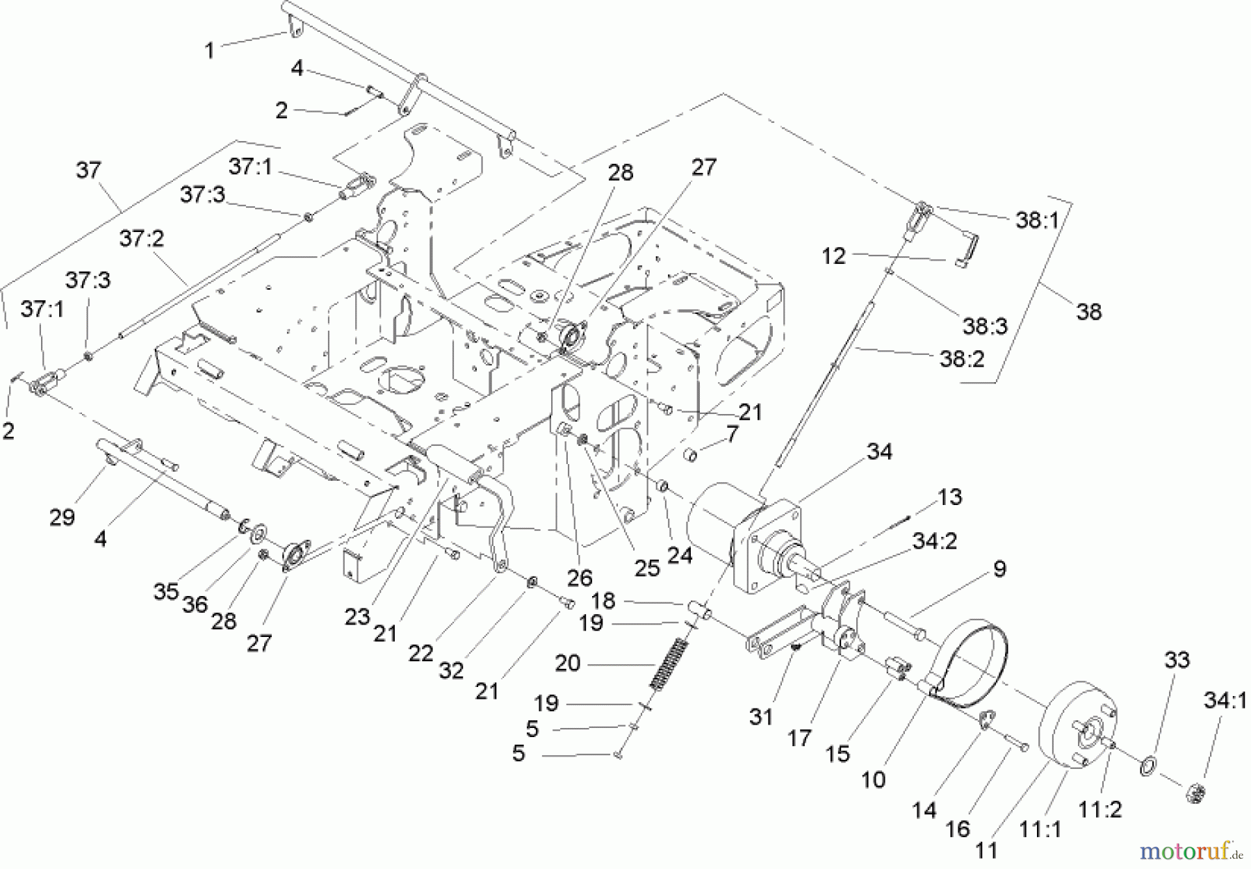  Zerto-Turn Mäher 74161TE (Z147) - Toro Z Master Mower, 112cm SFS Side Discharge Deck (SN: 240000001 - 240001000) (2004) PARKING BRAKE SYSTEM ASSEMBLY