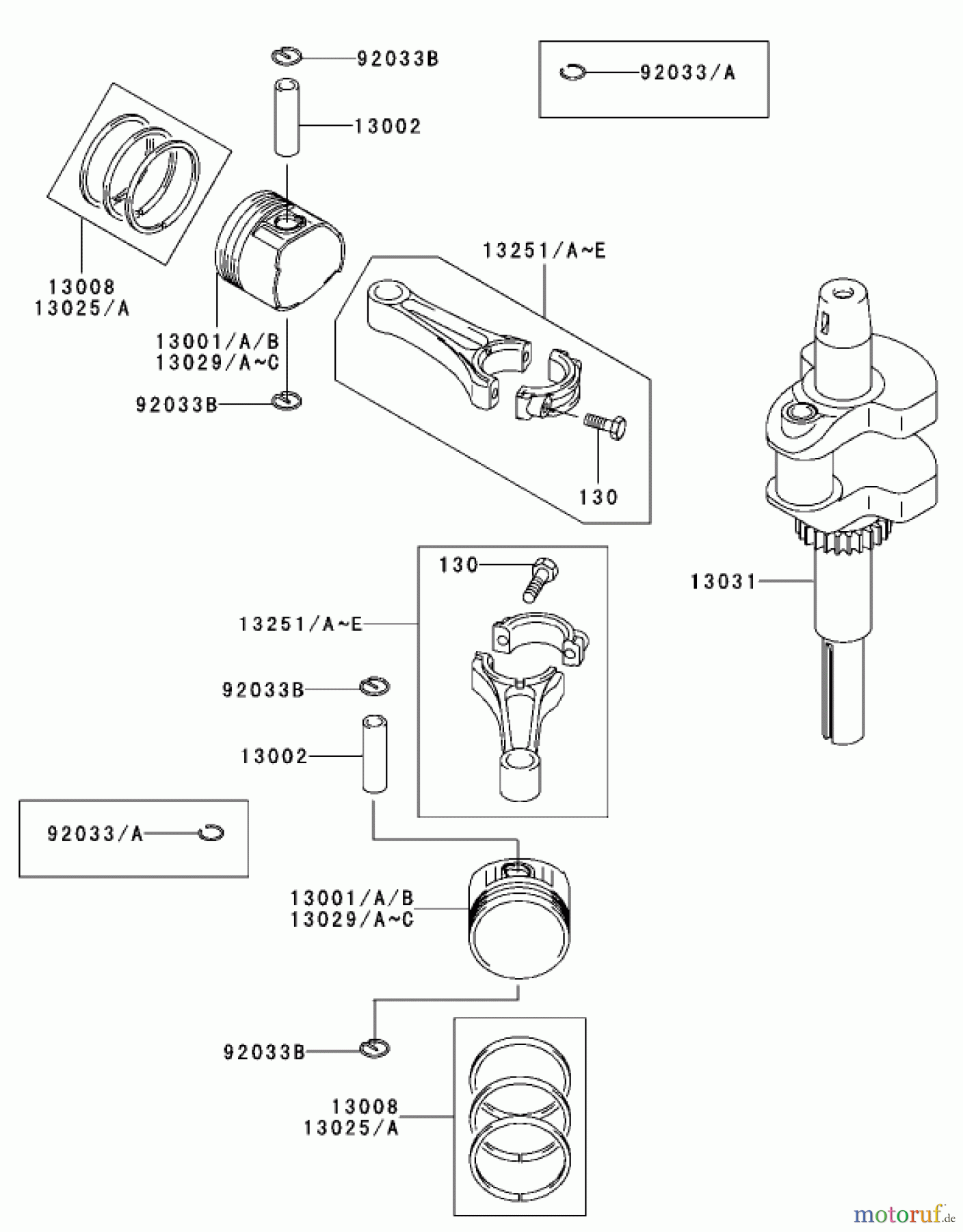  Zerto-Turn Mäher 74161TE (Z147) - Toro Z Master Mower, 112cm SFS Side Discharge Deck (SN: 240000001 - 240001000) (2004) PISTON/CRANKSHAFT ASSEMBLY KAWASAKI FH500V-ES10