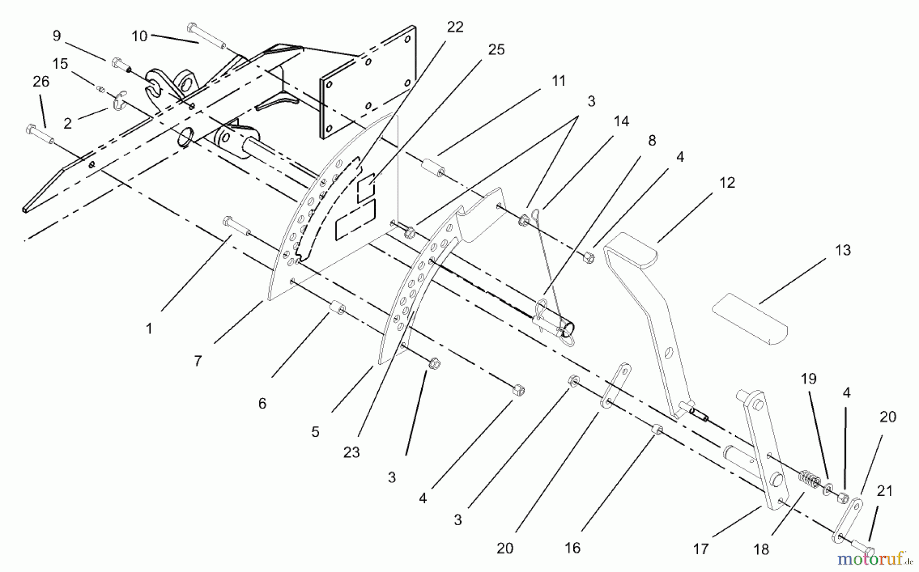  Zerto-Turn Mäher 74161TE (Z147) - Toro Z Master Mower, 112cm SFS Side Discharge Deck (SN: 240001001 - 240999999) (2004) HEIGHT-OF-CUT ASSEMBLY