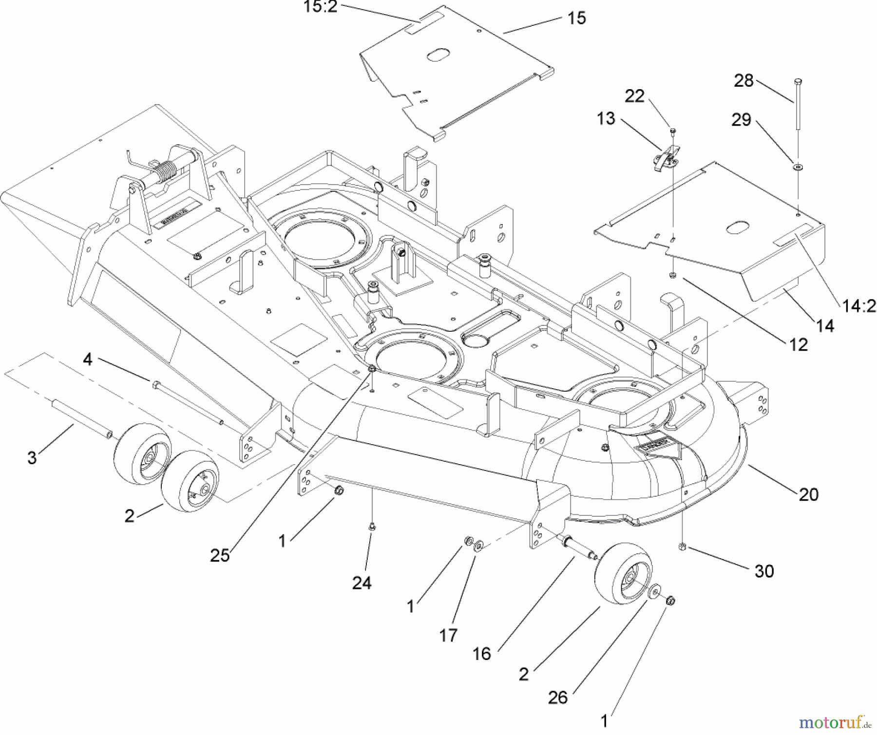  Zerto-Turn Mäher 74167TE (Z153) - Toro Z Master Mower, 132cm SFS Side Discharge Deck (SN: 240000001 - 240999999) (2004) DECK ASSEMBLY