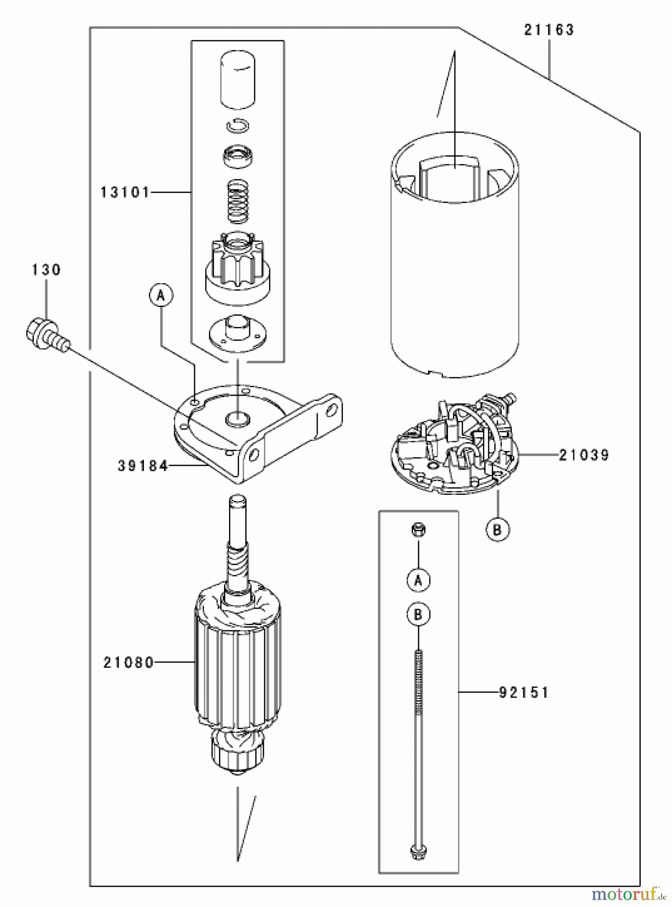  Zerto-Turn Mäher 74167TE (Z153) - Toro Z Master Mower, 132cm SFS Side Discharge Deck (SN: 240000001 - 240999999) (2004) STARTER ASSEMBLY KAWASAKI FH680V-AS21