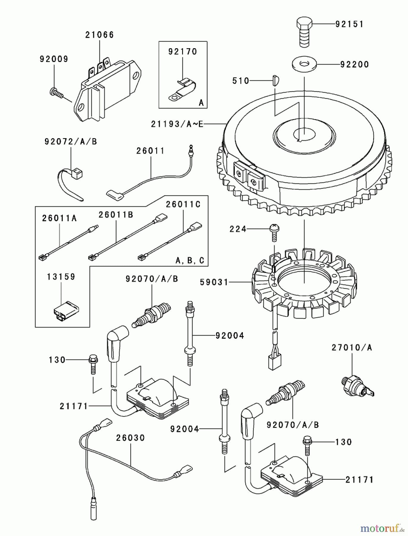  Zerto-Turn Mäher 74176TE (Z147) - Toro Z Master Mower, 112cm SFS Side Discharge Deck (SN: 230000001 - 230006000) (2003) ELECTRIC EQUIPMENT ASSEMBLY KAWASAKI FH500V-ES10