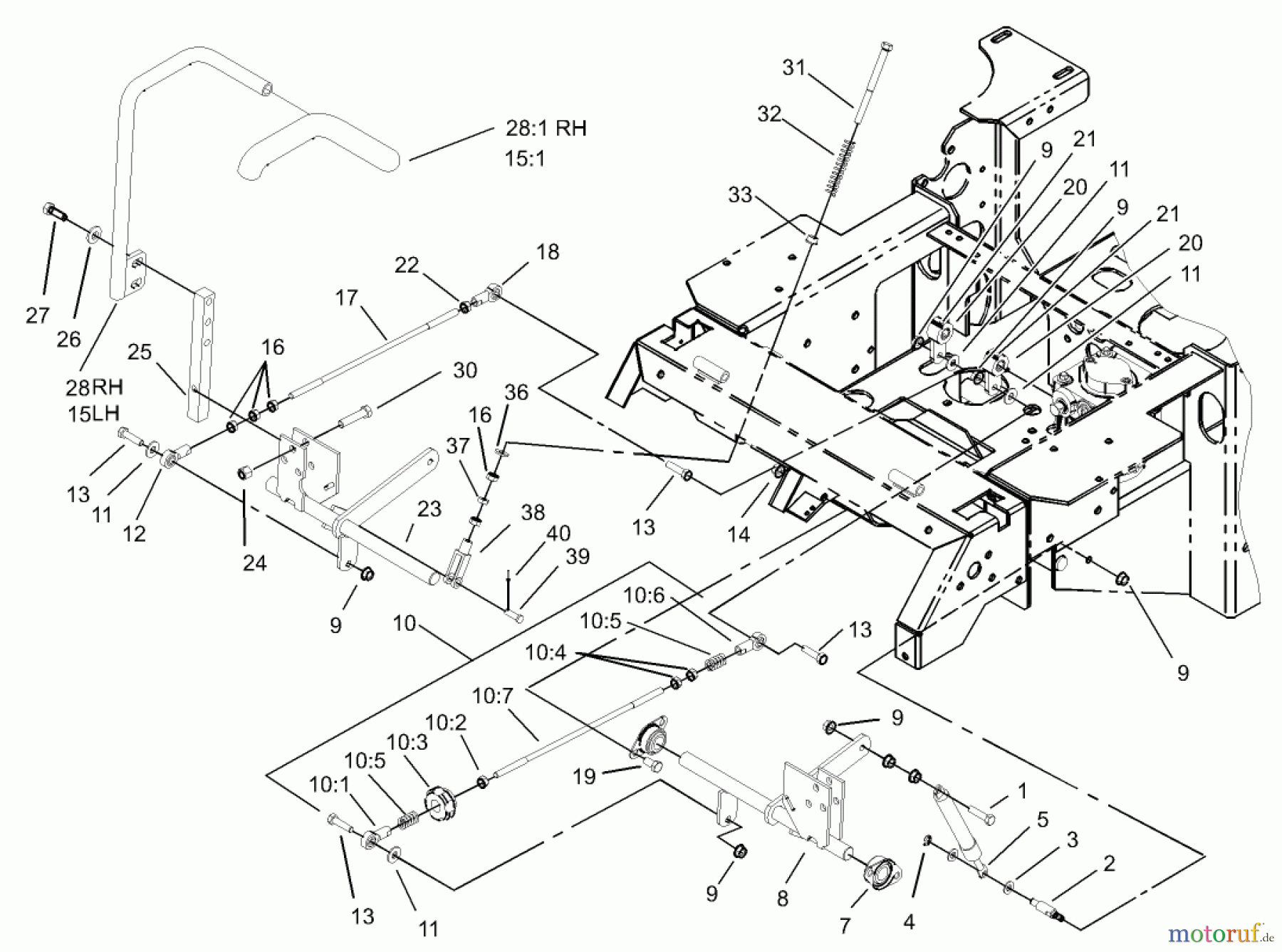  Zerto-Turn Mäher 74176TE (Z147) - Toro Z Master Mower, 112cm SFS Side Discharge Deck (SN: 230000001 - 230006000) (2003) MOTION CONTROL SYSTEM ASSEMBLY