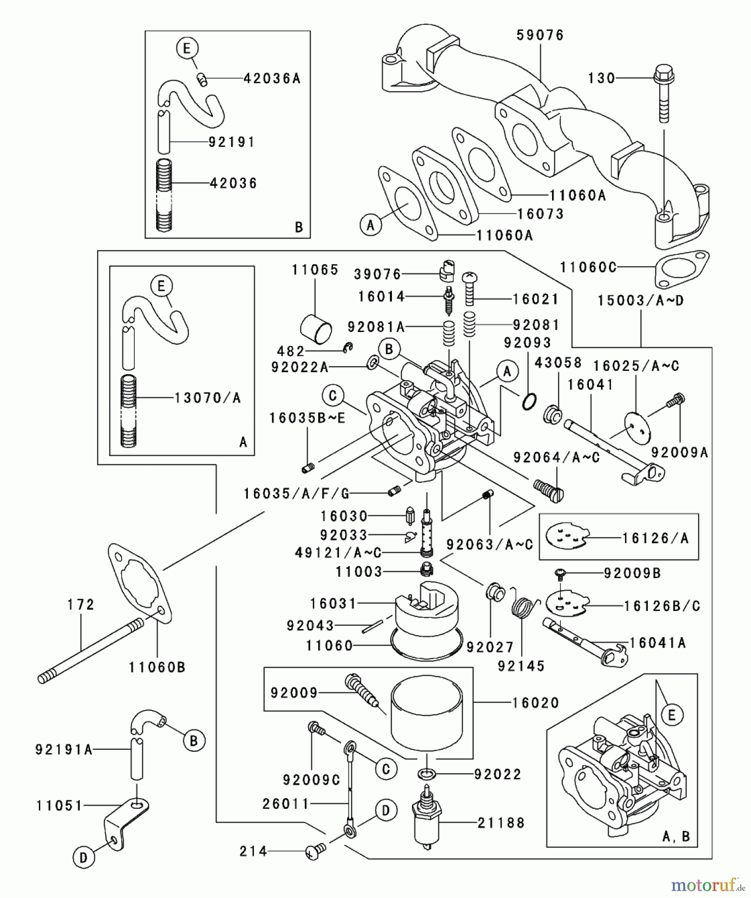  Zerto-Turn Mäher 74176TE (Z147) - Toro Z Master Mower, 112cm SFS Side Discharge Deck (SN: 230006001 - 230007000) (2003) CARBURETOR ASSEMBLY KAWASAKI FH500V-ES10