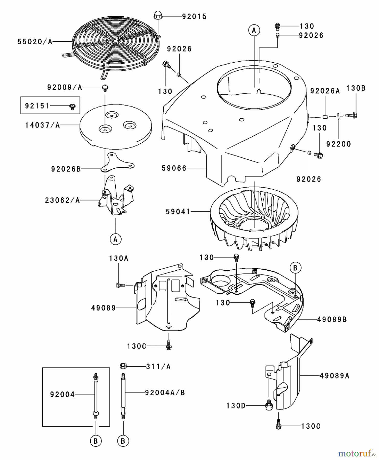  Zerto-Turn Mäher 74176TE (Z147) - Toro Z Master Mower, 112cm SFS Side Discharge Deck (SN: 230006001 - 230007000) (2003) COOLING EQUIPMENT ASSEMBLY KAWASAKI FH500V-ES10