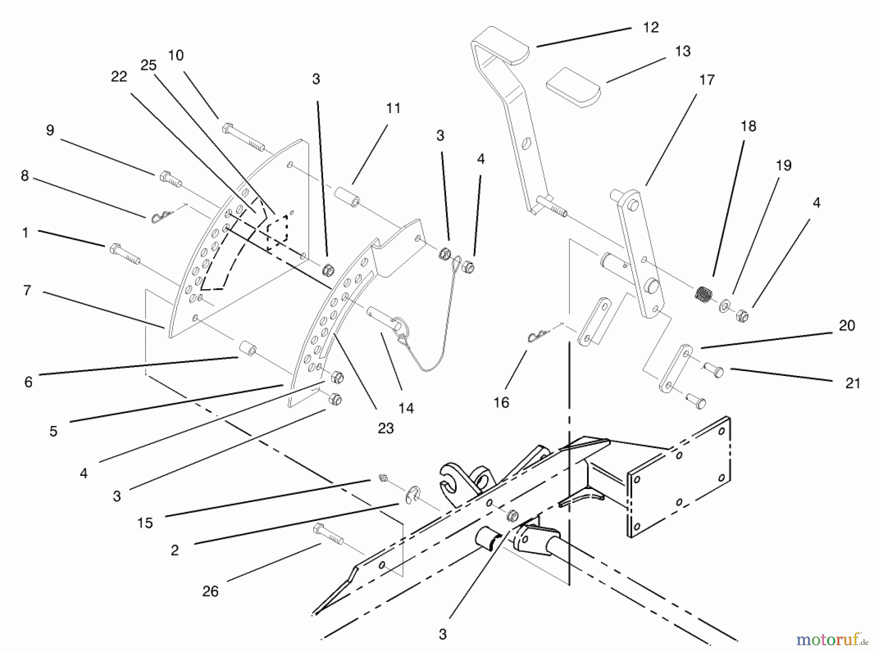  Zerto-Turn Mäher 74176TE (Z147) - Toro Z Master Mower, 112cm SFS Side Discharge Deck (SN: 230006001 - 230007000) (2003) HEIGHT OF CUT ASSEMBLY