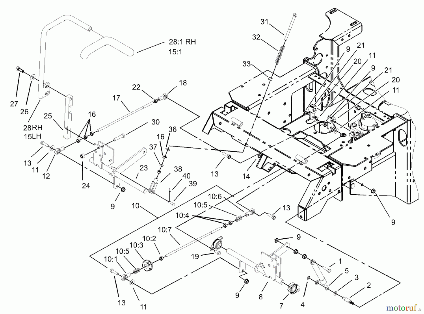  Zerto-Turn Mäher 74176TE (Z147) - Toro Z Master Mower, 112cm SFS Side Discharge Deck (SN: 230006001 - 230007000) (2003) MOTION CONTROL SYSTEM ASSEMBLY