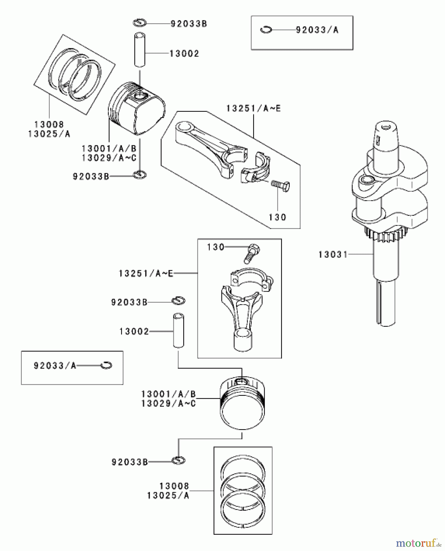  Zerto-Turn Mäher 74176TE (Z147) - Toro Z Master Mower, 112cm SFS Side Discharge Deck (SN: 230006001 - 230007000) (2003) PISTON/CRANKSHAFT ASSEMBLY KAWASAKI FH500V-ES10