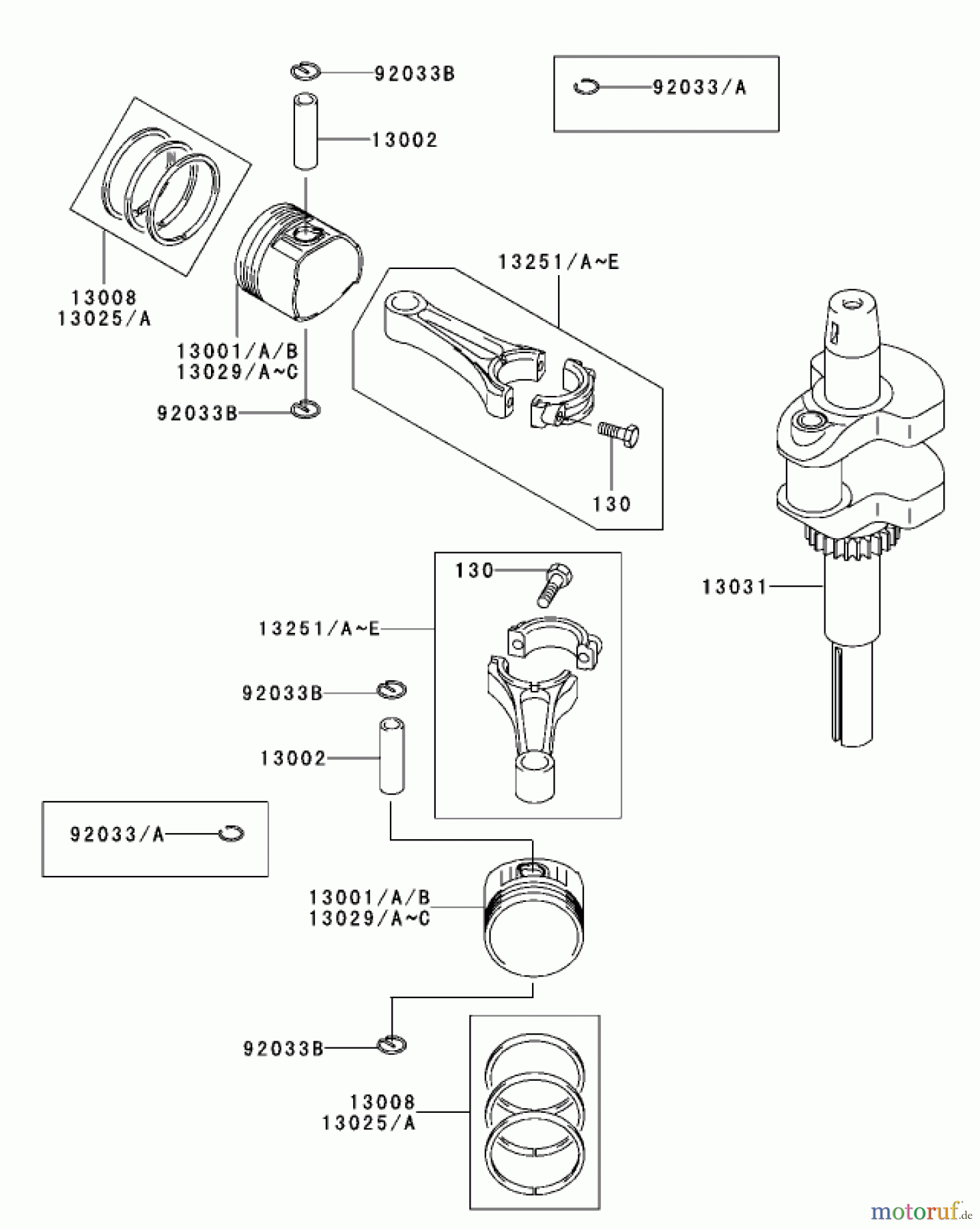  Zerto-Turn Mäher 74176TE (Z147) - Toro Z Master Mower, 112cm SFS Side Discharge Deck (SN: 230007001 - 230999999) (2003) PISTON/CRANKSHAFT ASSEMBLY KAWASAKI FH500V-ES10